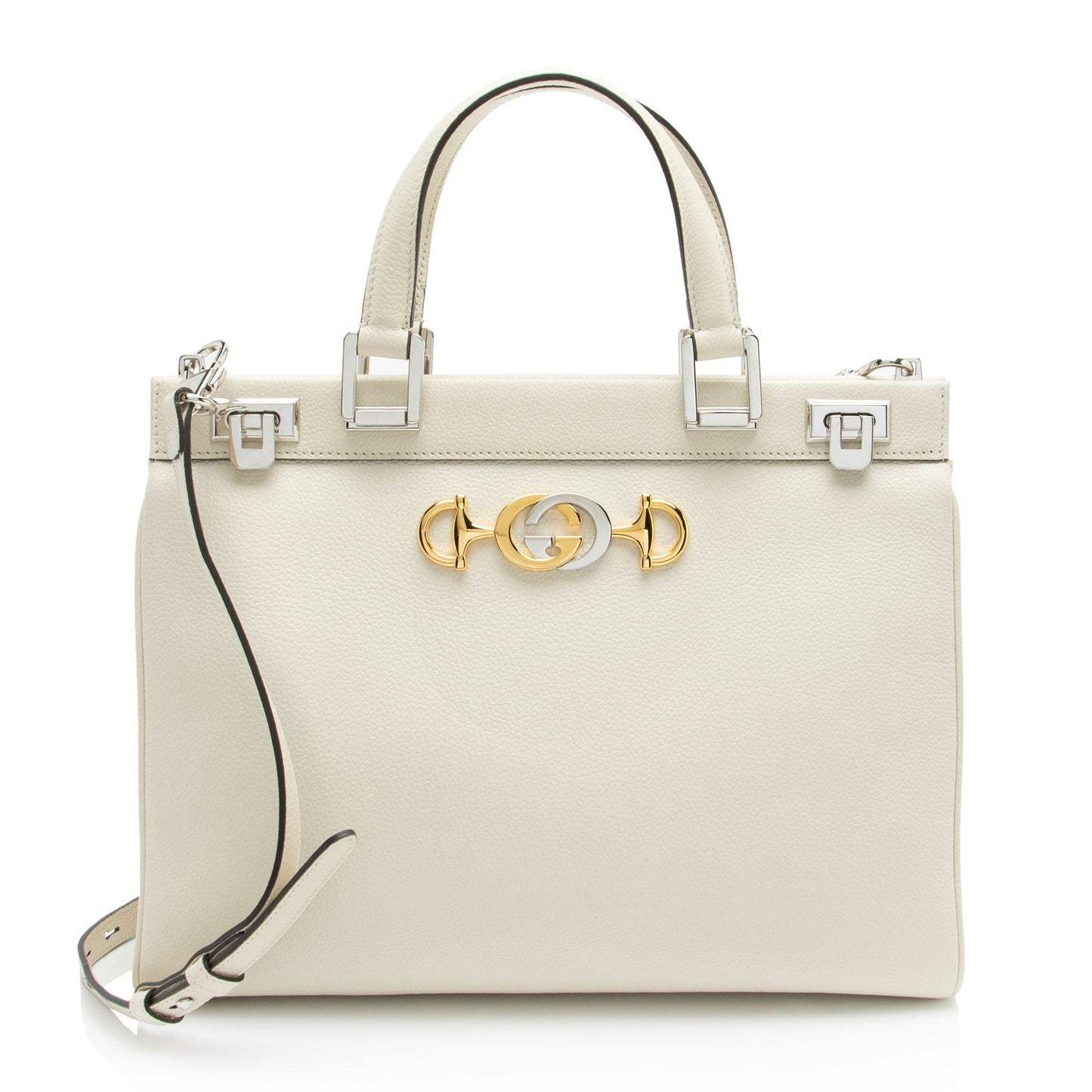 Gucci Zumi Leather Calfskin White Medium Tote Bag