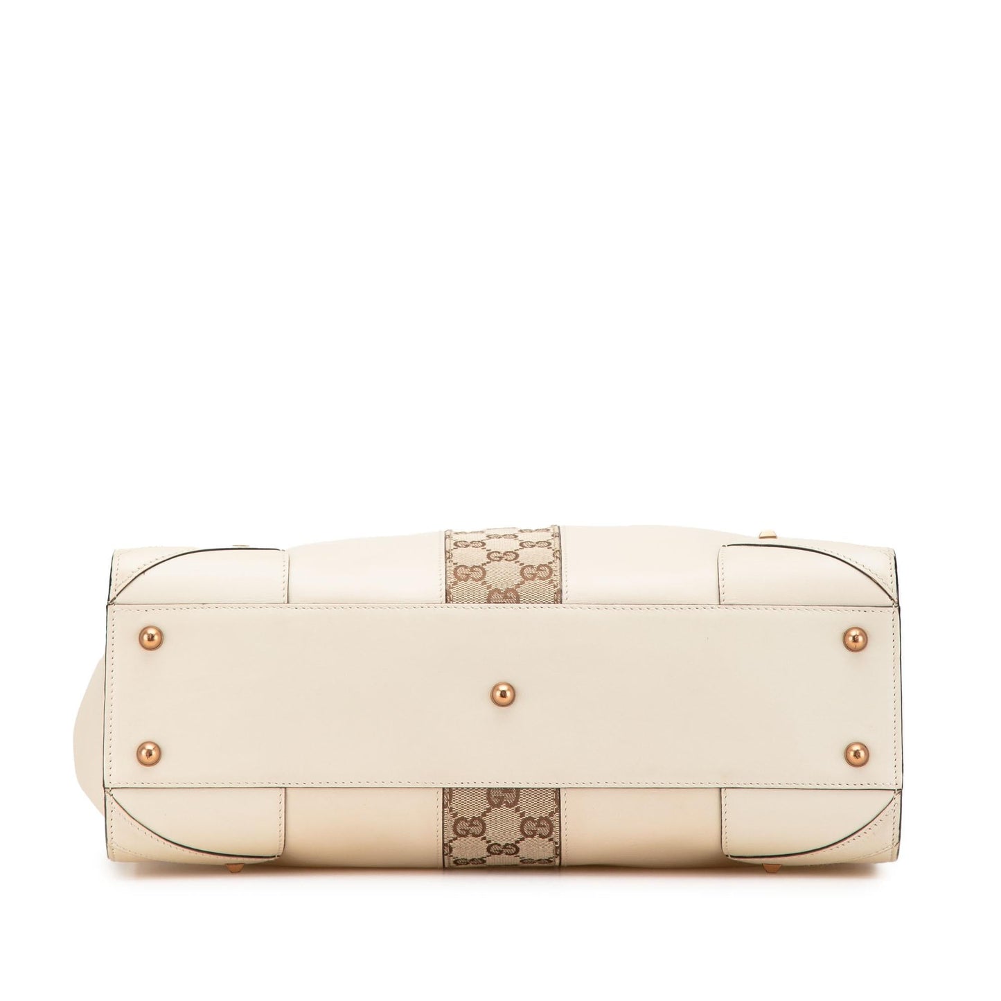 Gucci GG Nailhead Canvas Calf Calfskin White Tote Bag Nailhead Tote