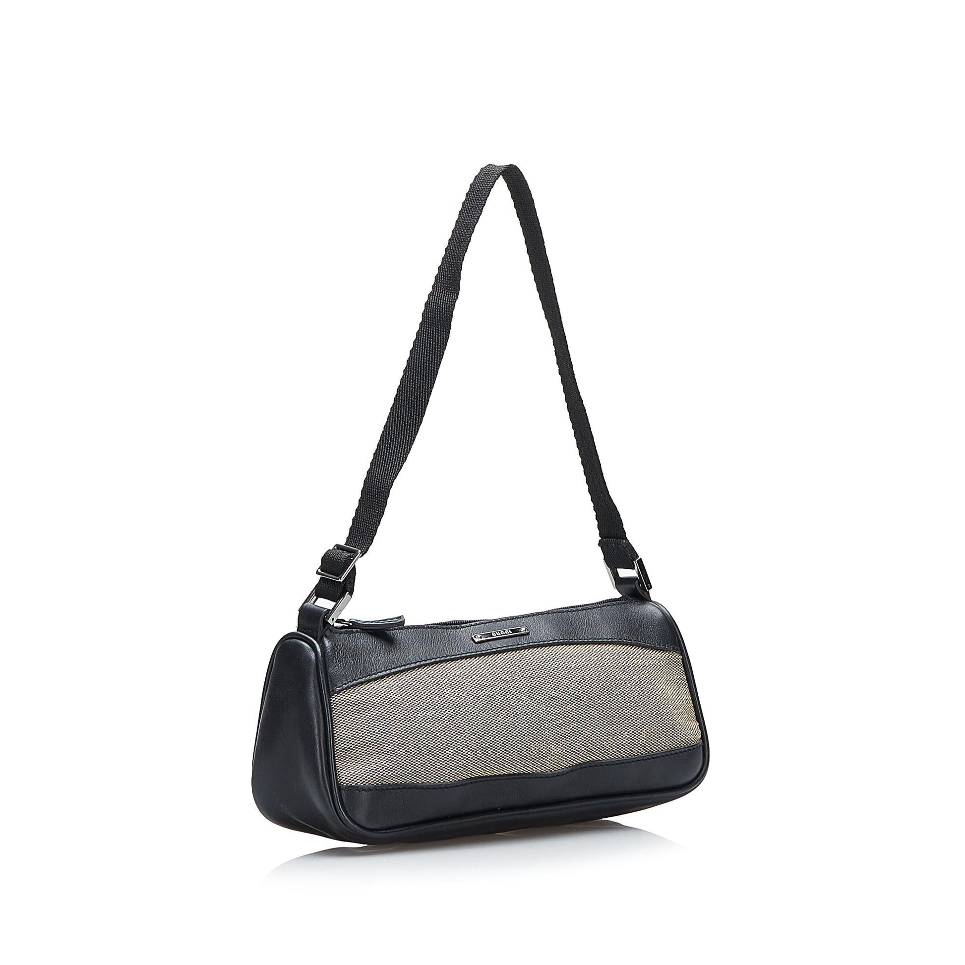 Gucci Baguette SHG-jVeAk8 Canvas Calf Black Grey Handbag