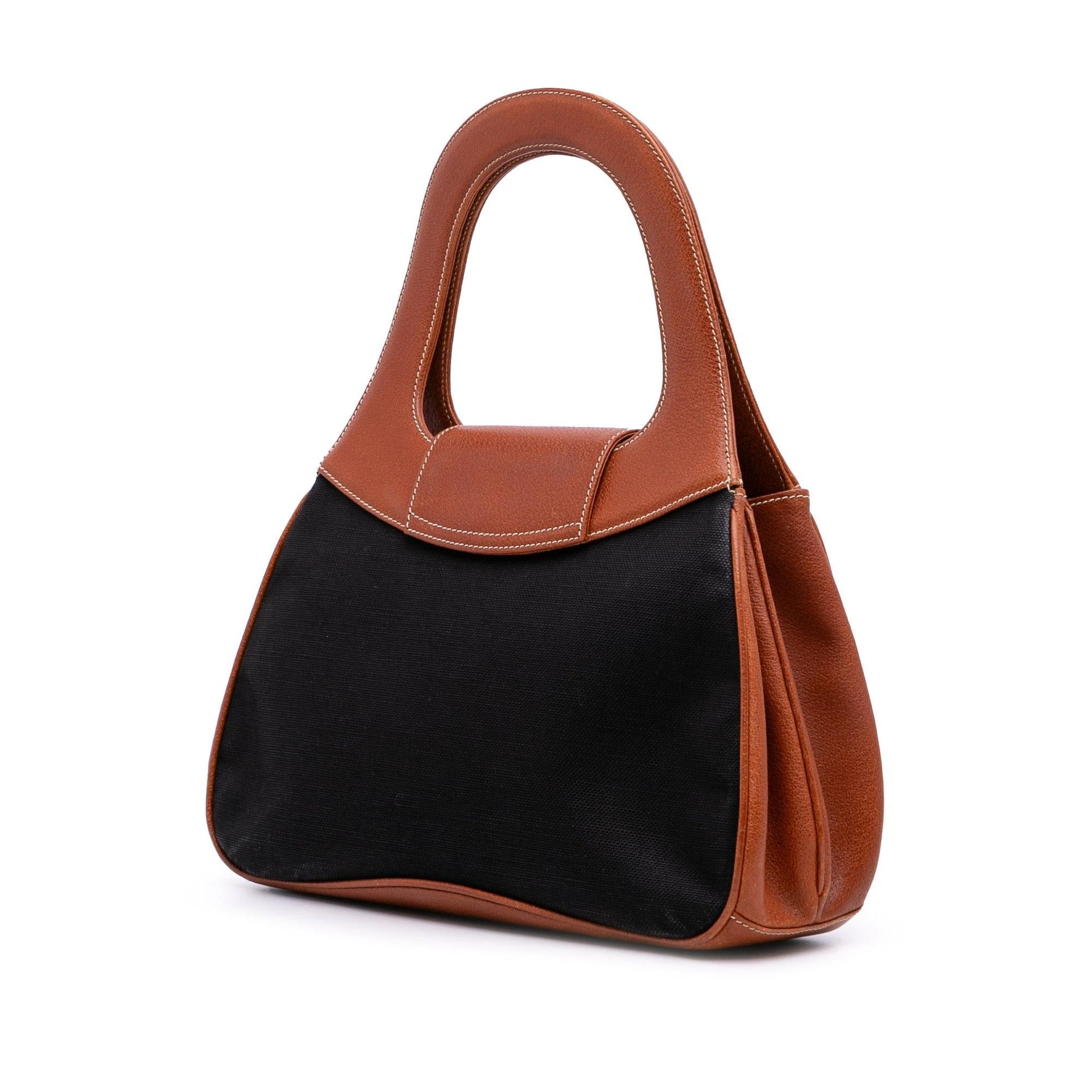Gucci Bamboo Canvas Calf Black Satchel Bag