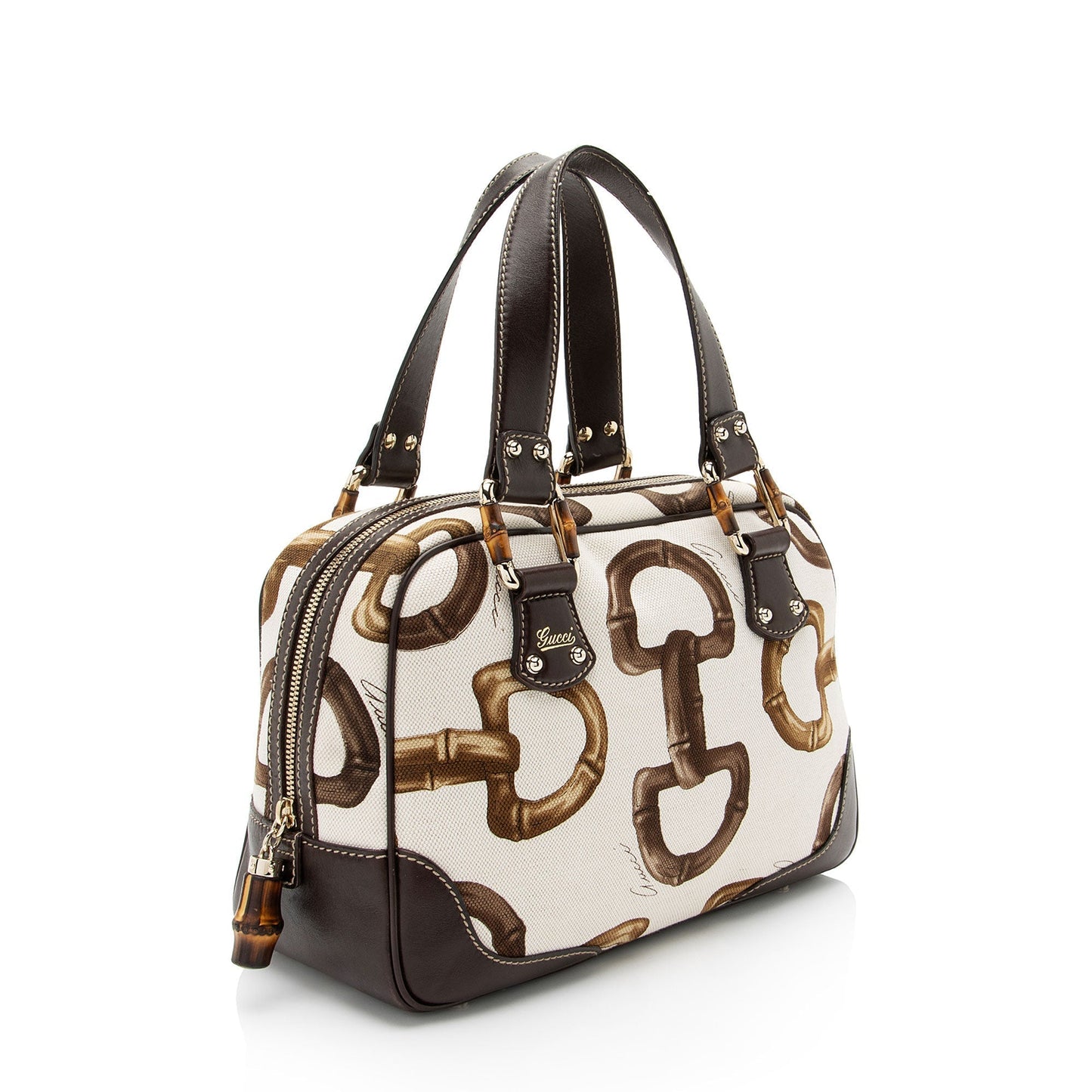 Gucci Horsebit Bamboo Canvas Travel Bag