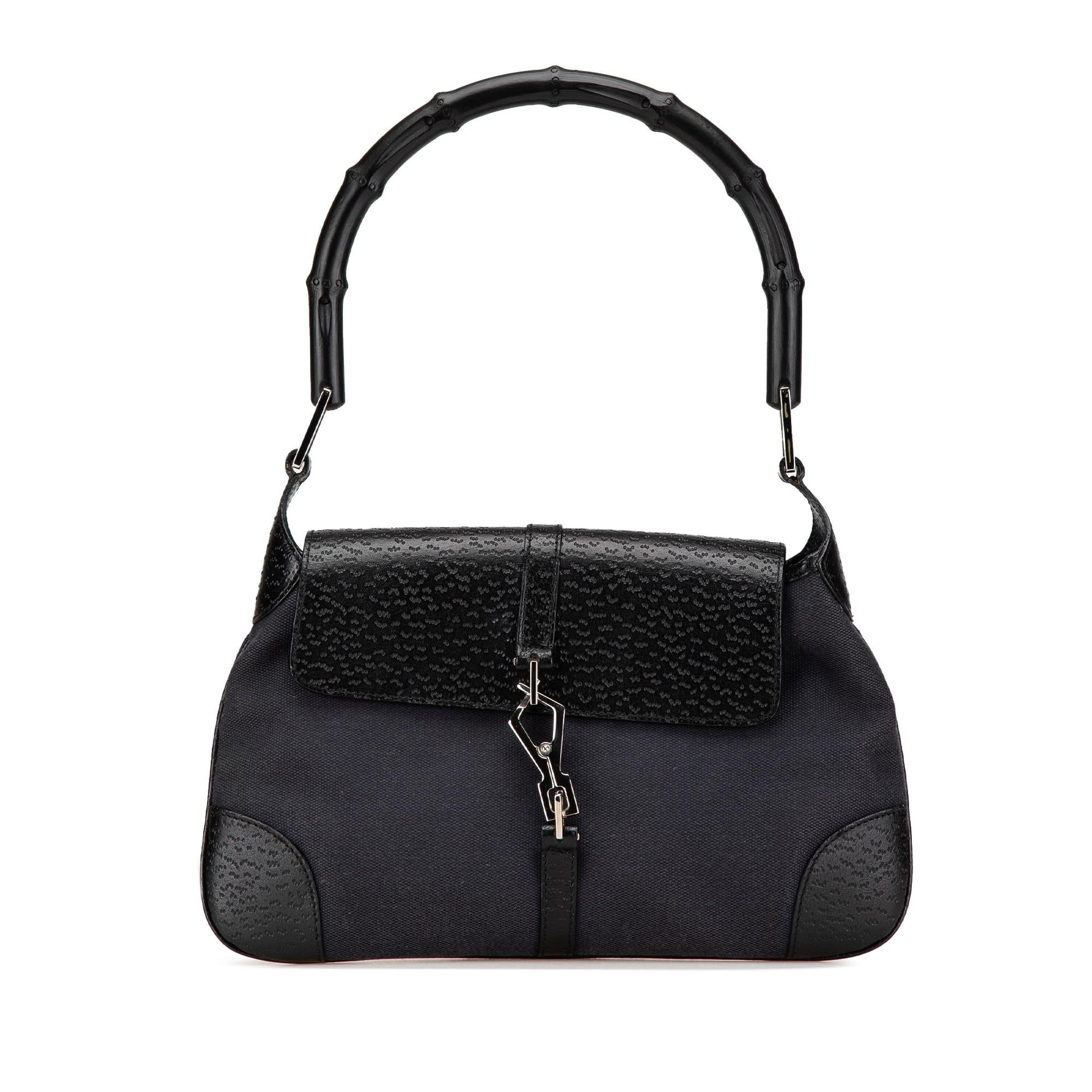 Gucci Bamboo Jackie Canvas Black Shoulder Bag