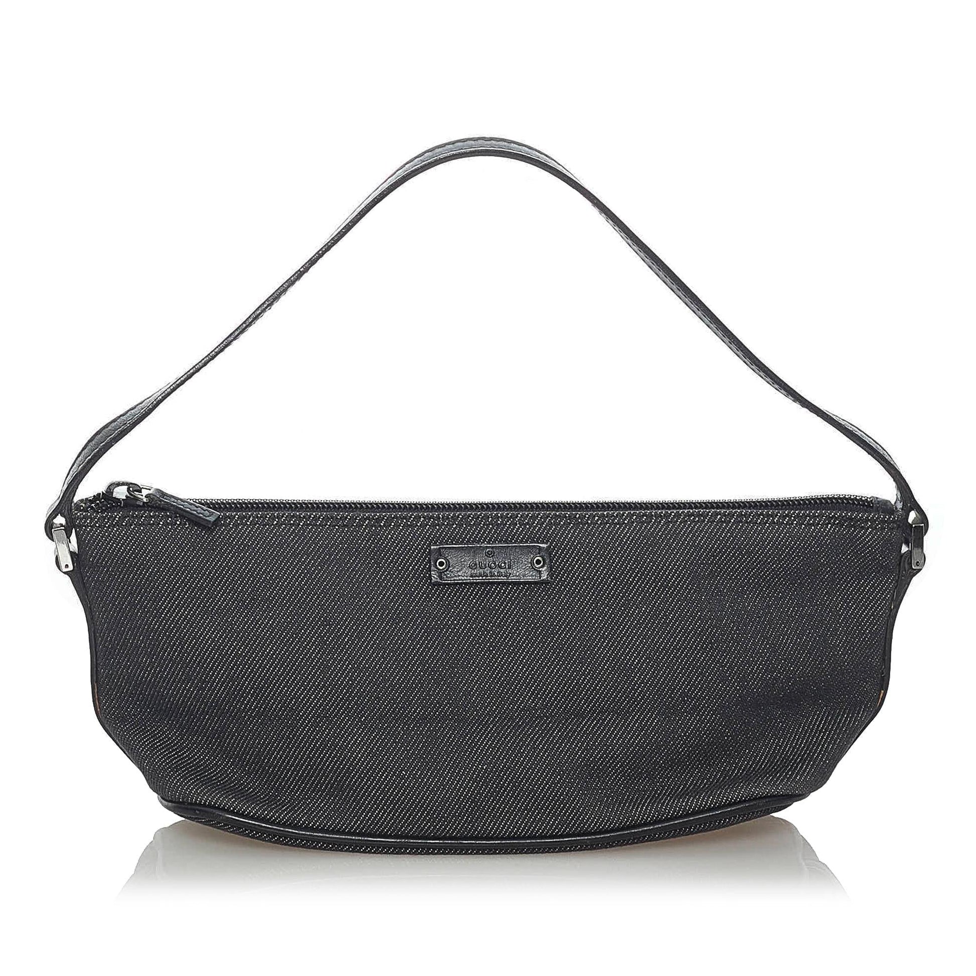 Gucci Boat Baguette SHG Canvas Black Handbag