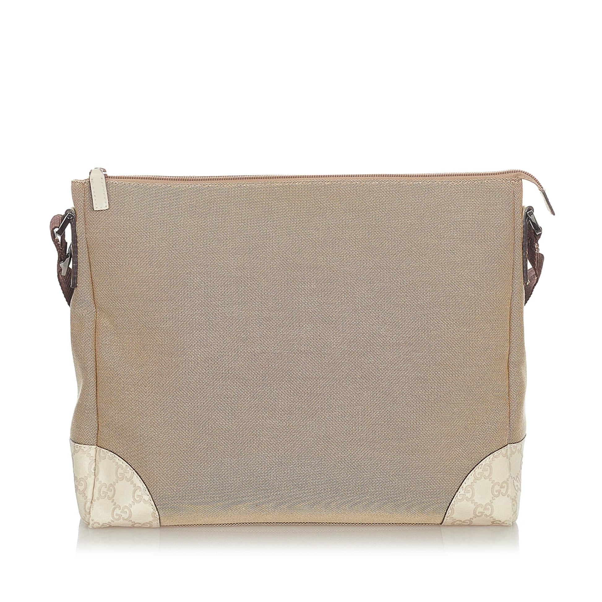 Gucci SHG Canvas Calf White Brown Crossbody Bag
