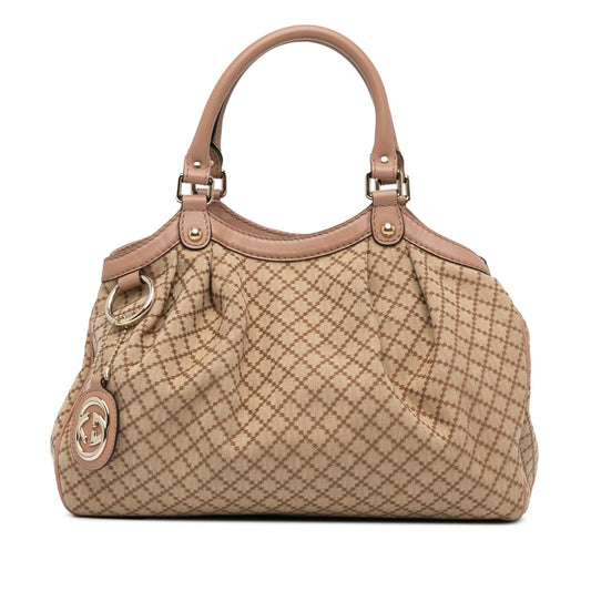 Gucci Diamante Sukey SHG-ImLLQU Canvas Calf Brown Tote Bag
