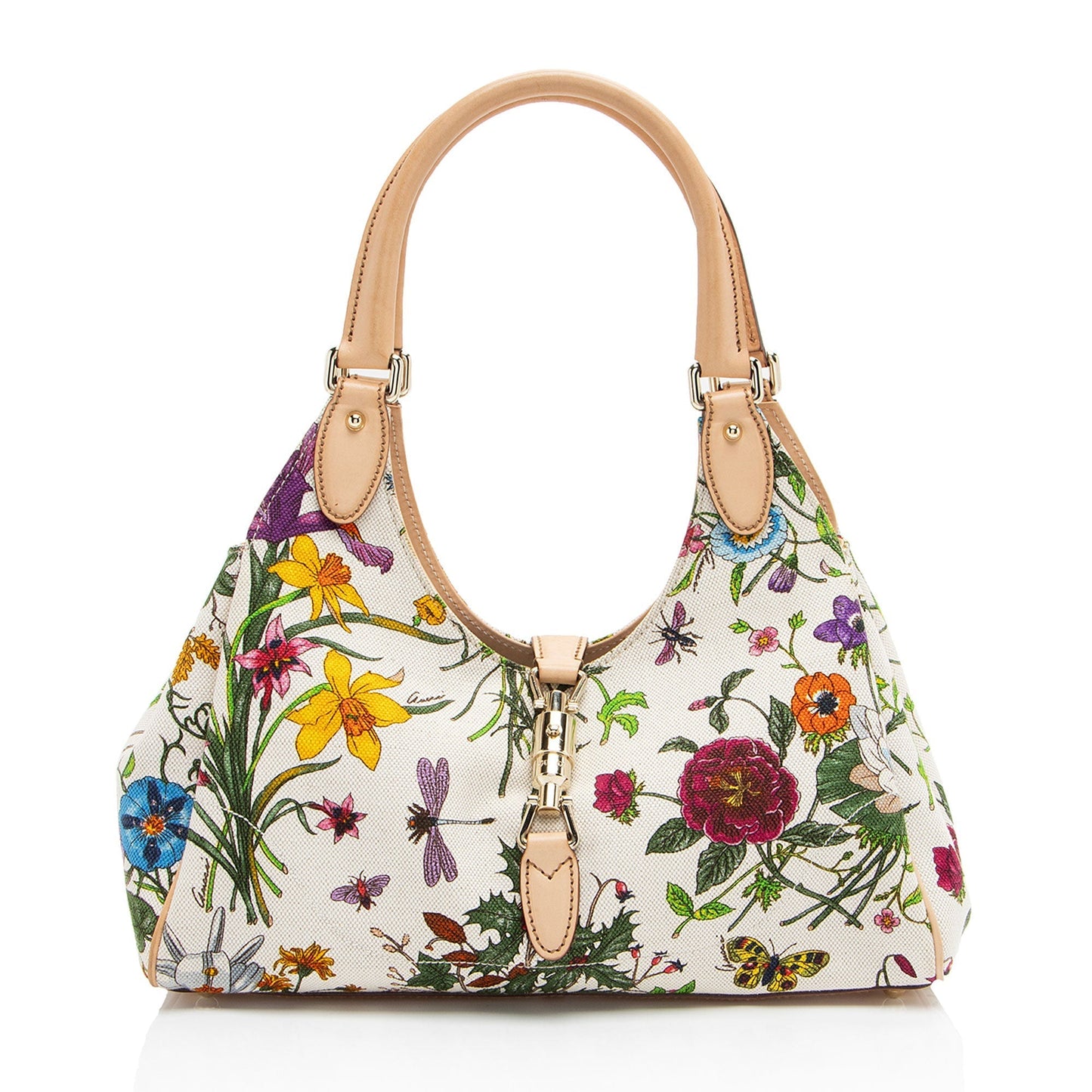 Gucci Flora Bardot Canvas Shoulder Bag