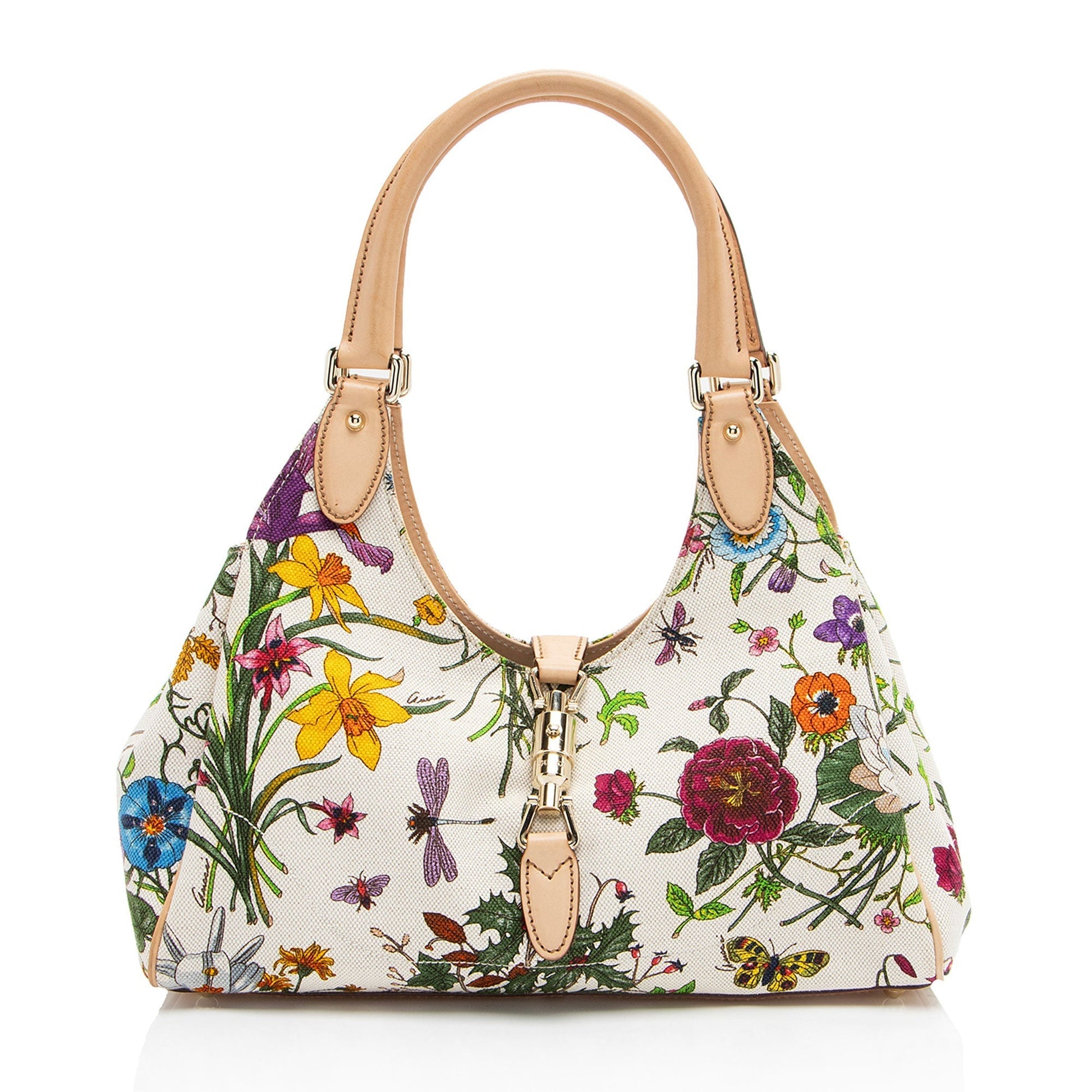 Gucci Flora Bardot Canvas Shoulder Bag