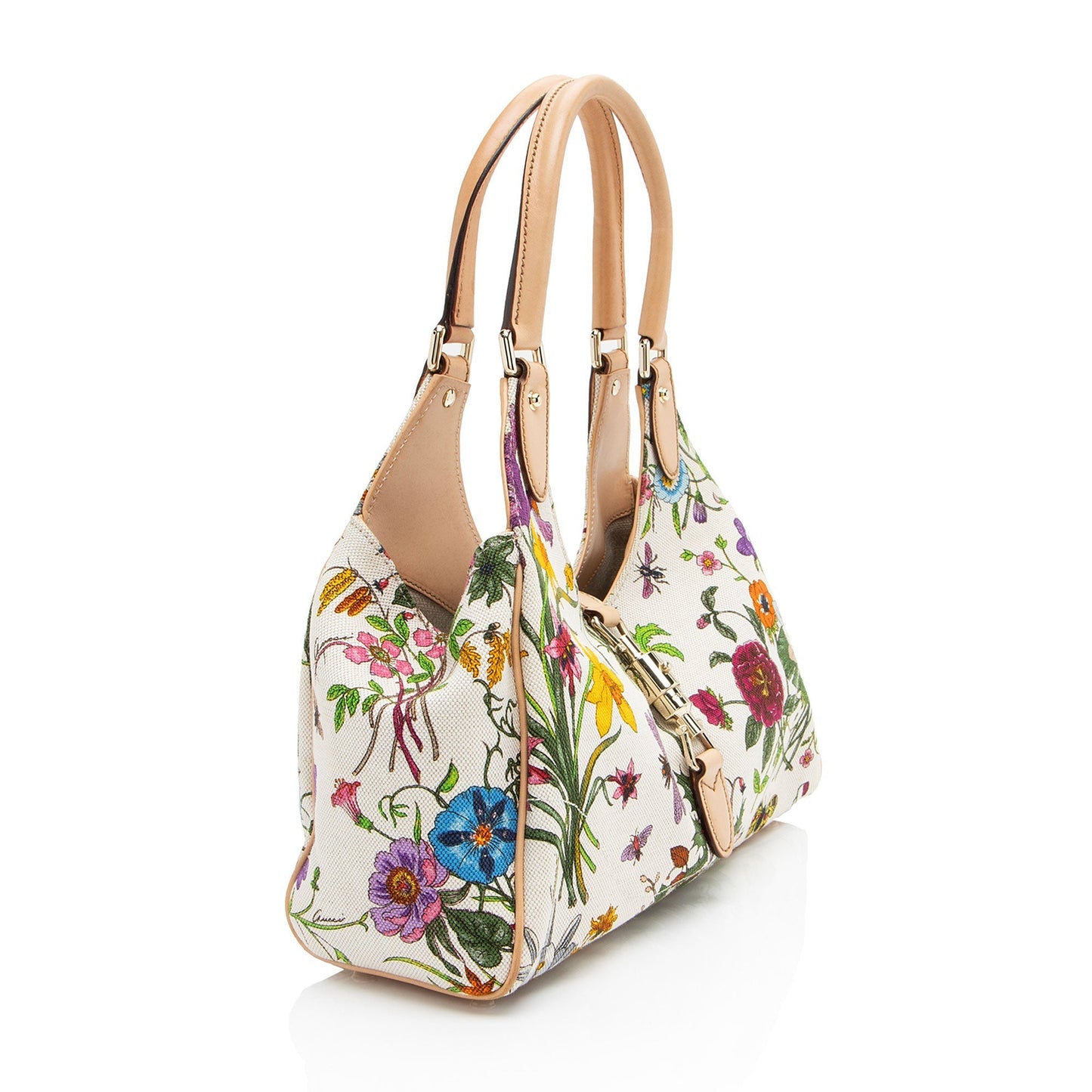 Gucci Flora Bardot Canvas Shoulder Bag
