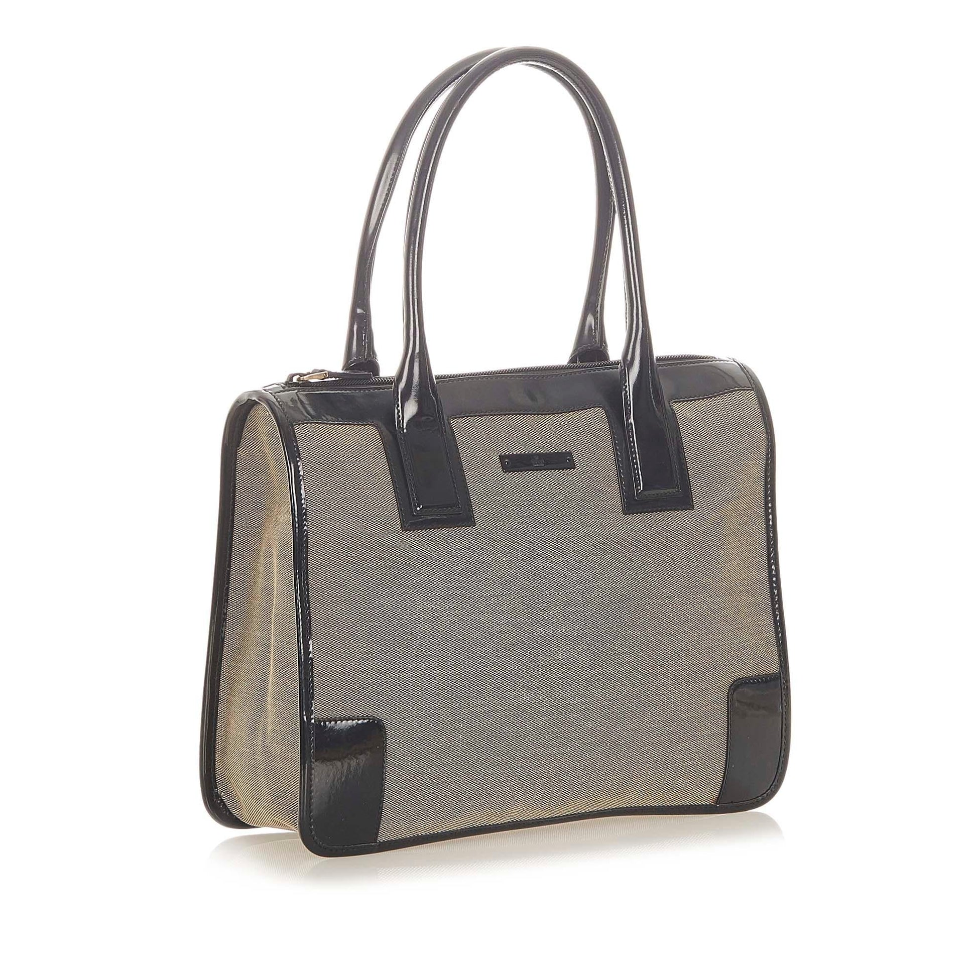 Gucci SHG Canvas Black Brown Satchel Bag