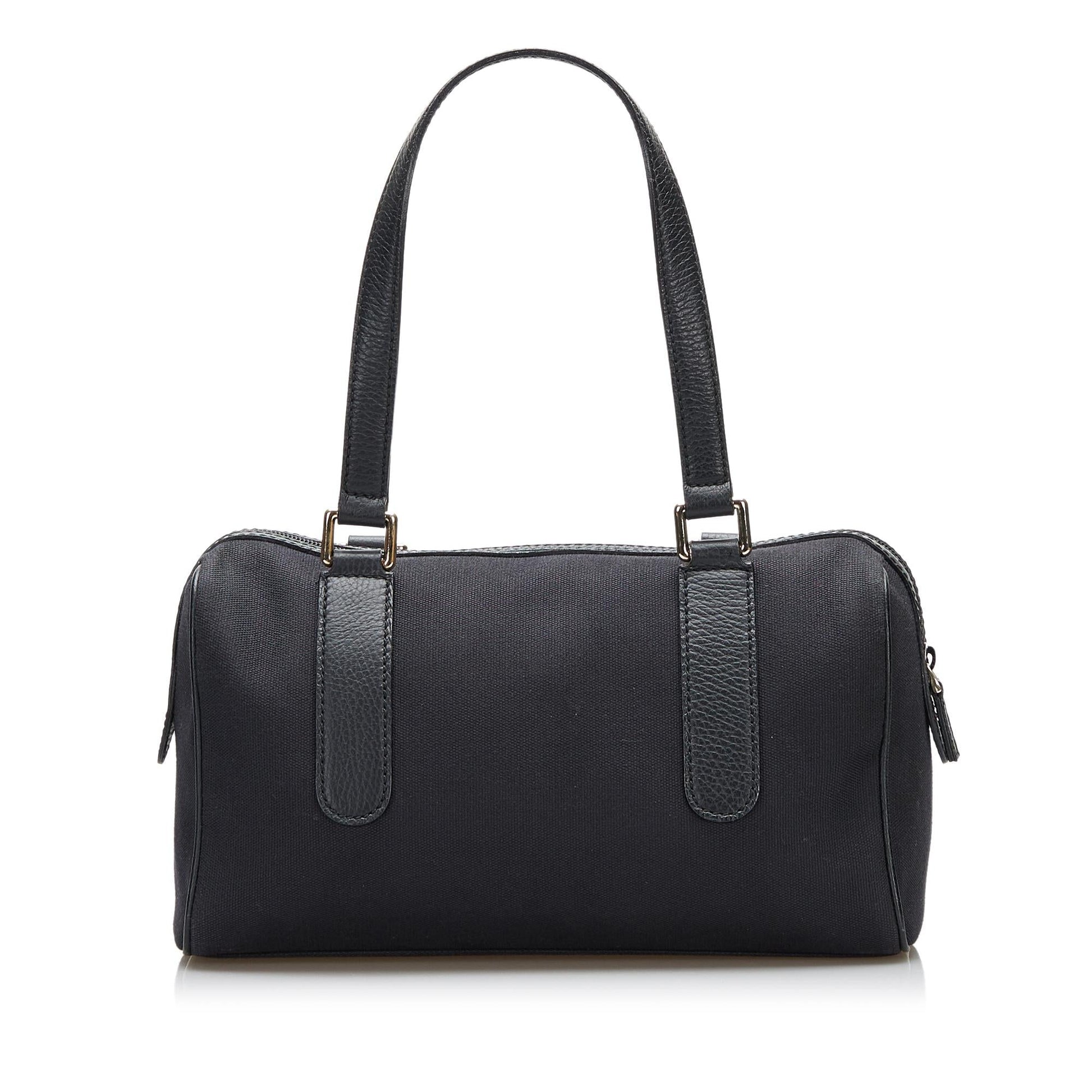 Gucci SHG-8OLkGw Canvas Black Satchel Bag