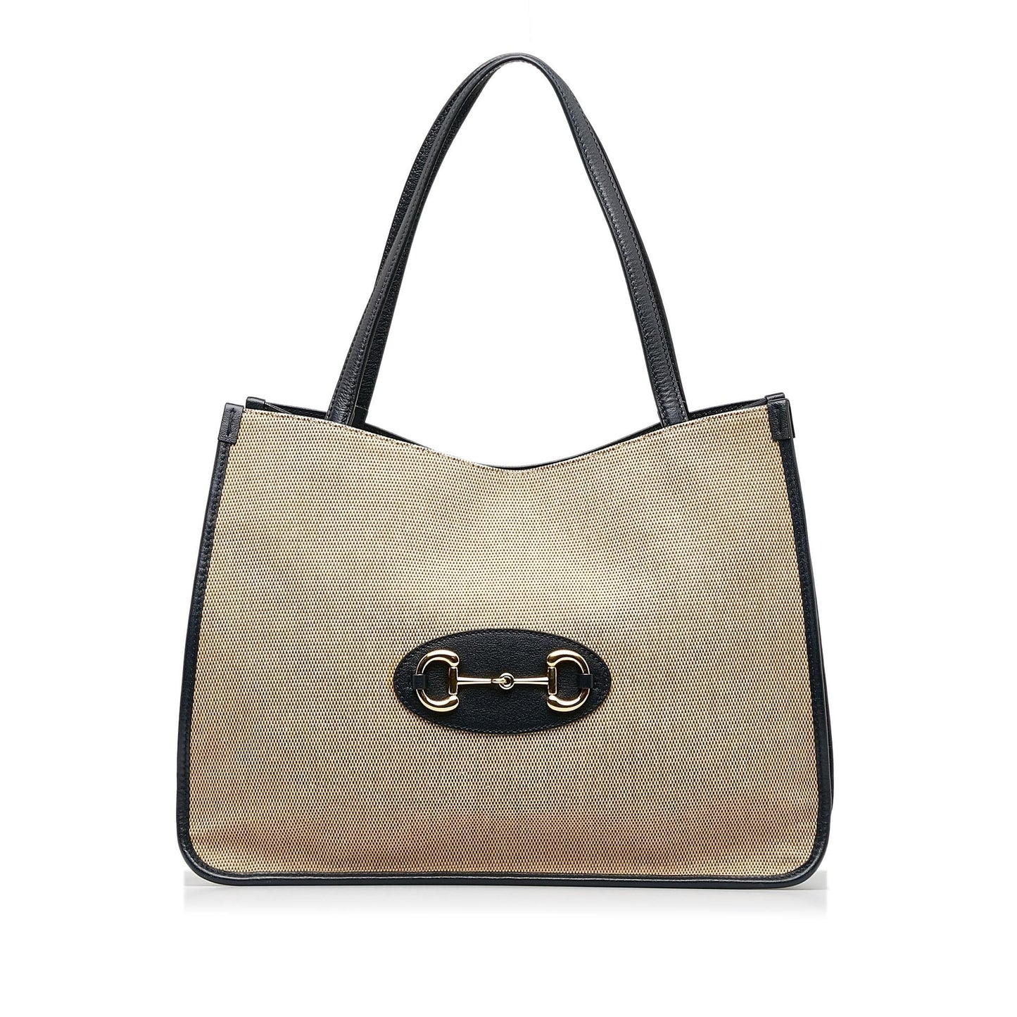 Gucci Horsebit SHG-hEG9ve Canvas Calf Black Brown Tote Bag