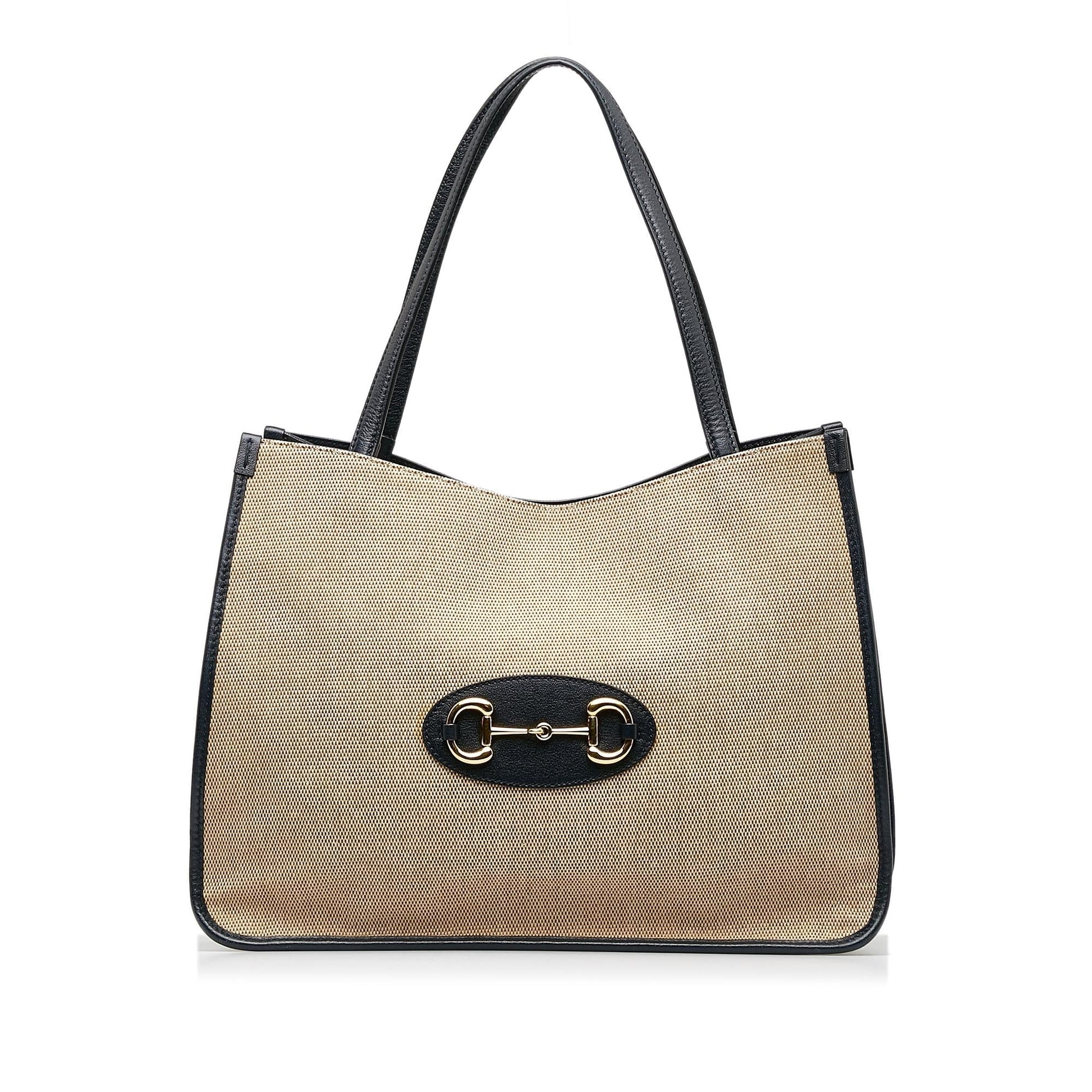 Gucci Horsebit SHG-hEG9ve Canvas Calf Black Brown Tote Bag