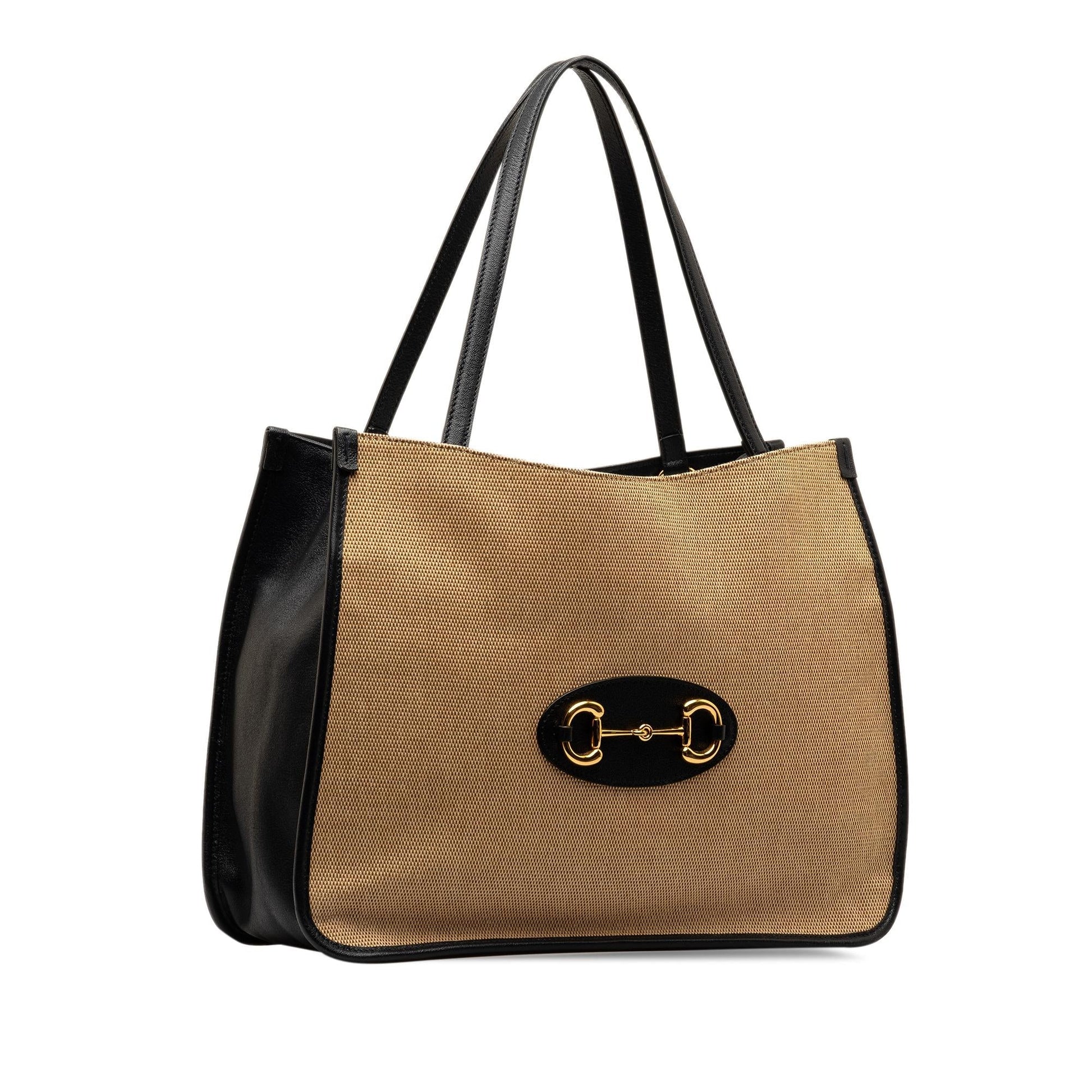 Gucci Horsebit SHG-IAl4s9 Canvas Calf Brown Tote Bag