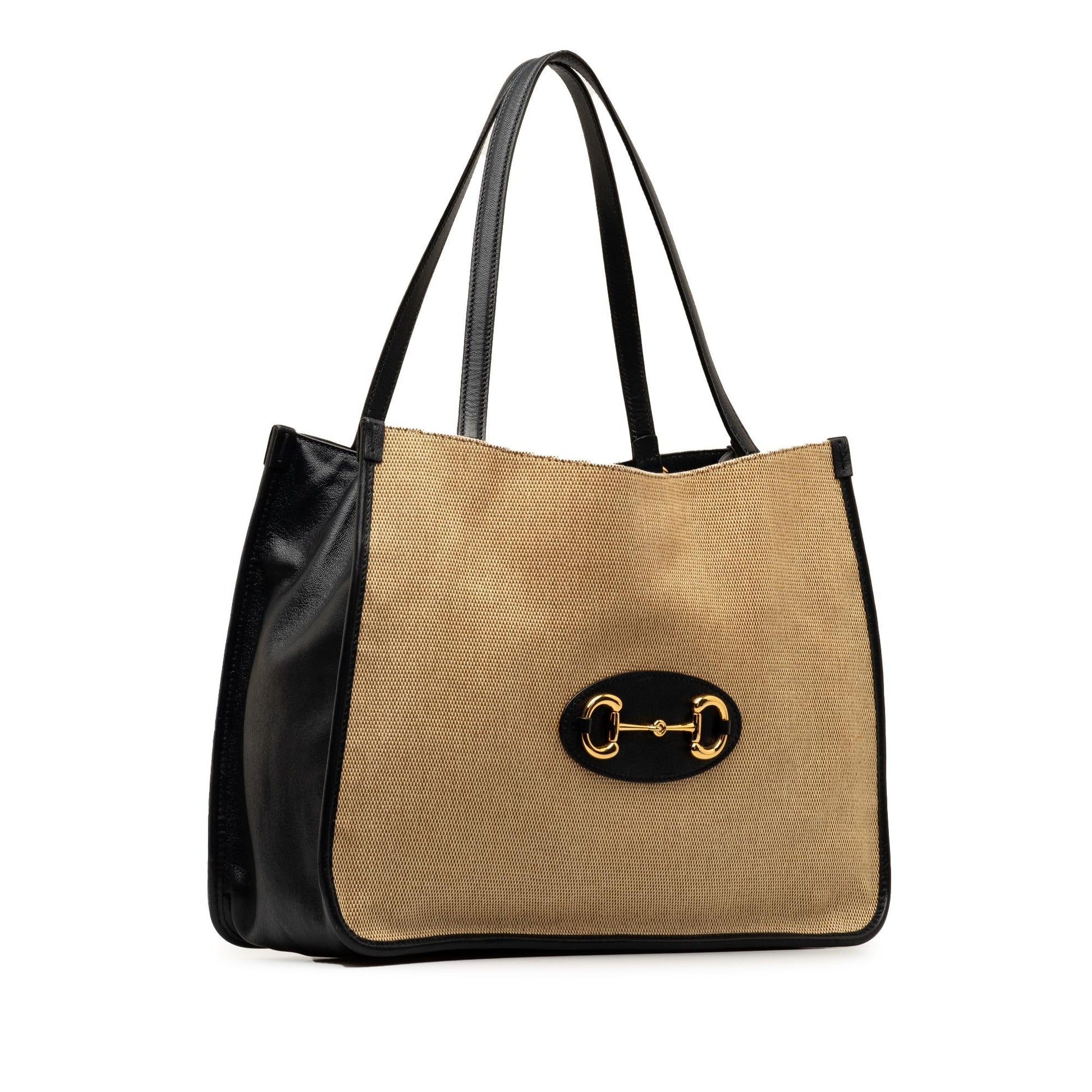 Gucci Horsebit SHG-ZX9D12 Canvas Calf Black Brown Tote Bag