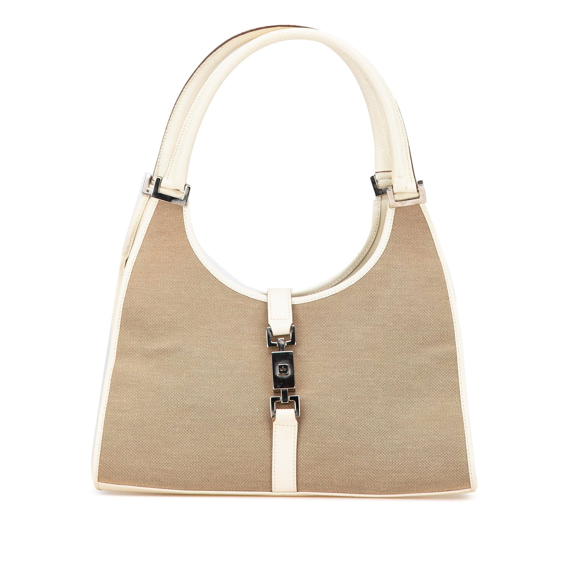 Gucci Jackie Bardot Canvas Shoulder Bag