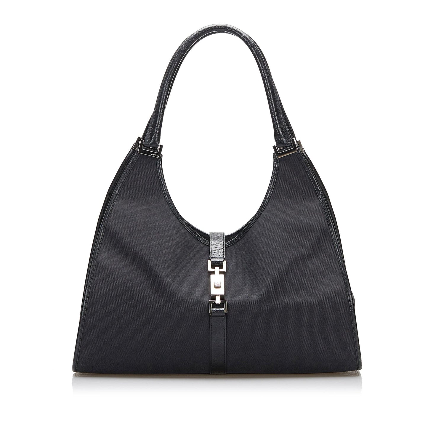 Gucci Jackie Bardot SHG-qdv9JI Canvas Black Satchel Bag