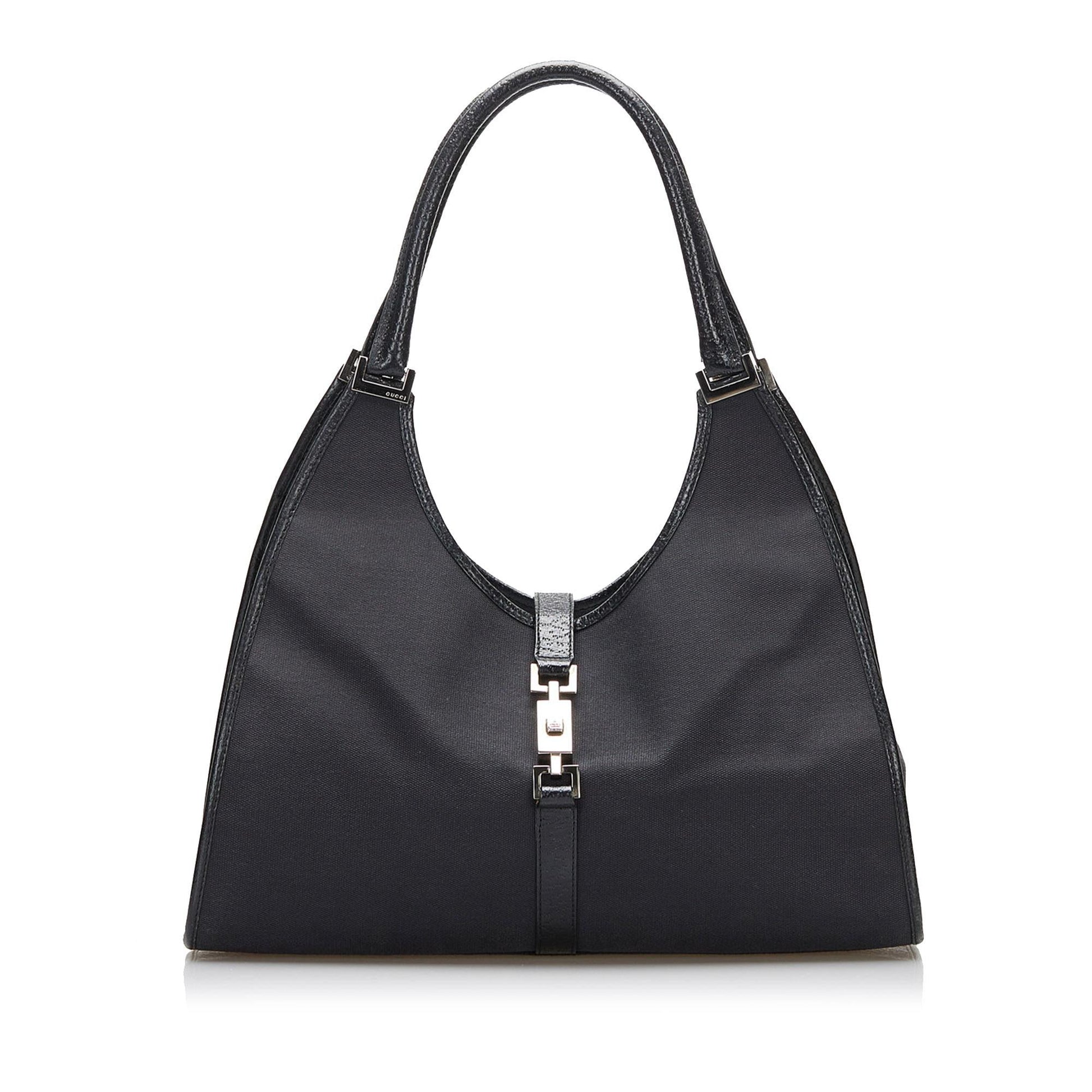 Gucci Jackie Bardot SHG-qdv9JI Canvas Black Satchel Bag