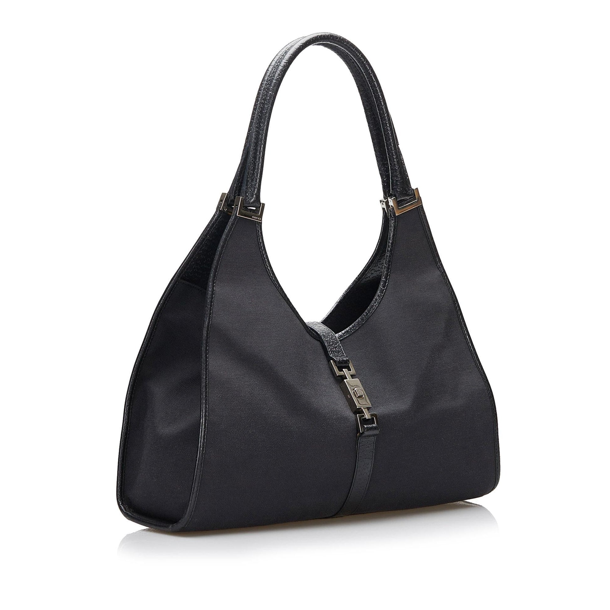 Gucci Jackie Bardot SHG-qdv9JI Canvas Black Satchel Bag