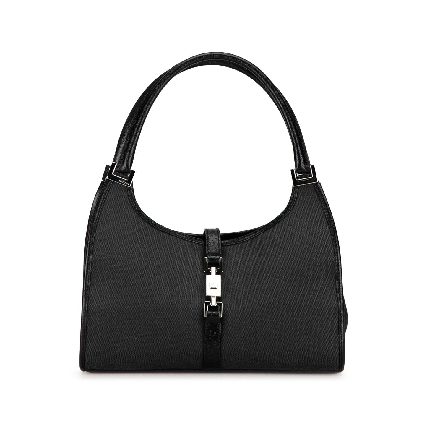 Gucci Jackie Bardot SHG-eZ8g8r Canvas Calf Black Satchel Bag