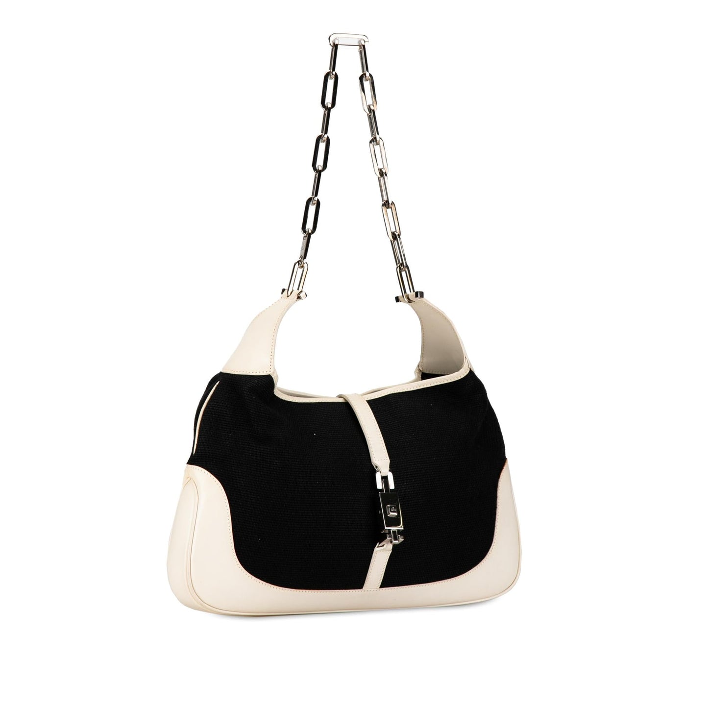 Gucci Jackie Chain SHG-MLndgI Canvas Calf Black White Shoulder Bag