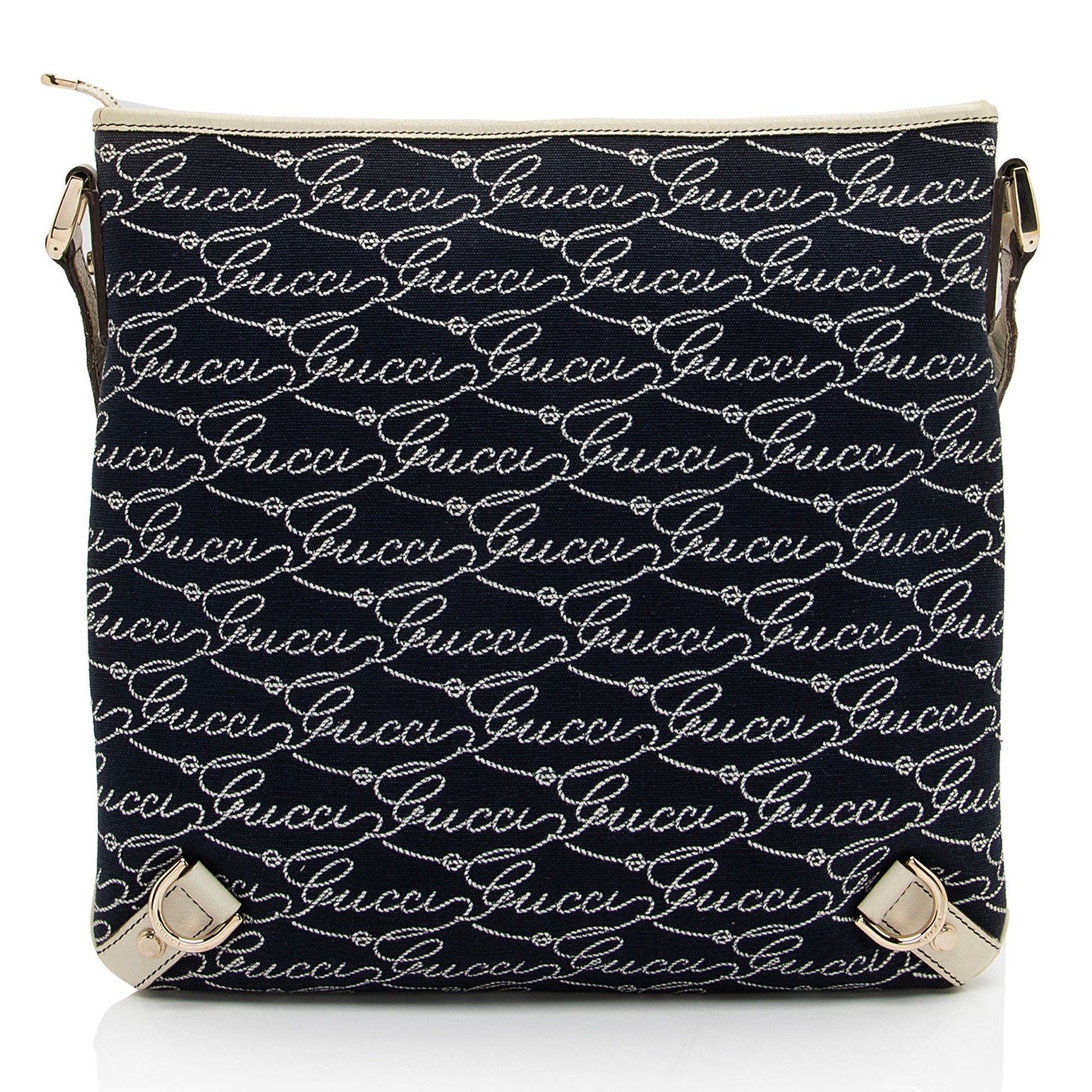 Gucci Lasso Script Abbey Messenger SHF-coBFi9 Canvas White Blue Crossbody Bag