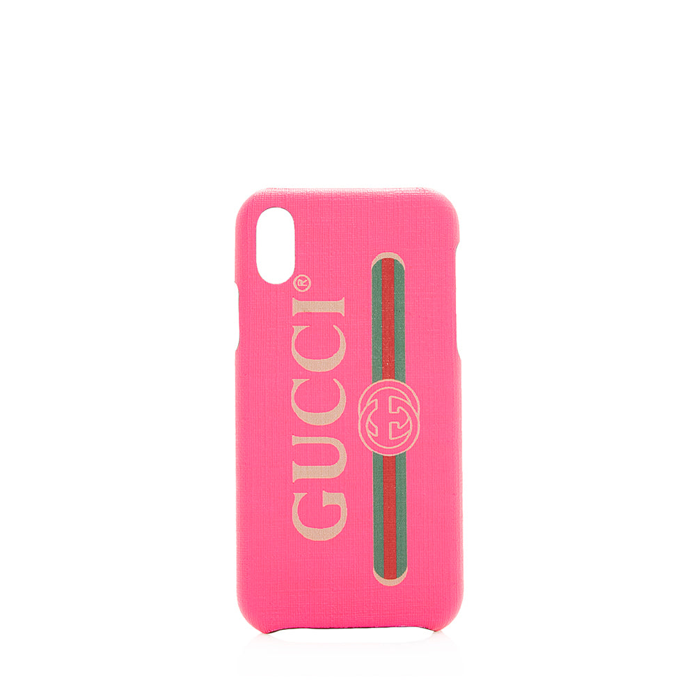 Gucci iPhone X Case SHF Canvas Pink Logo Handbag