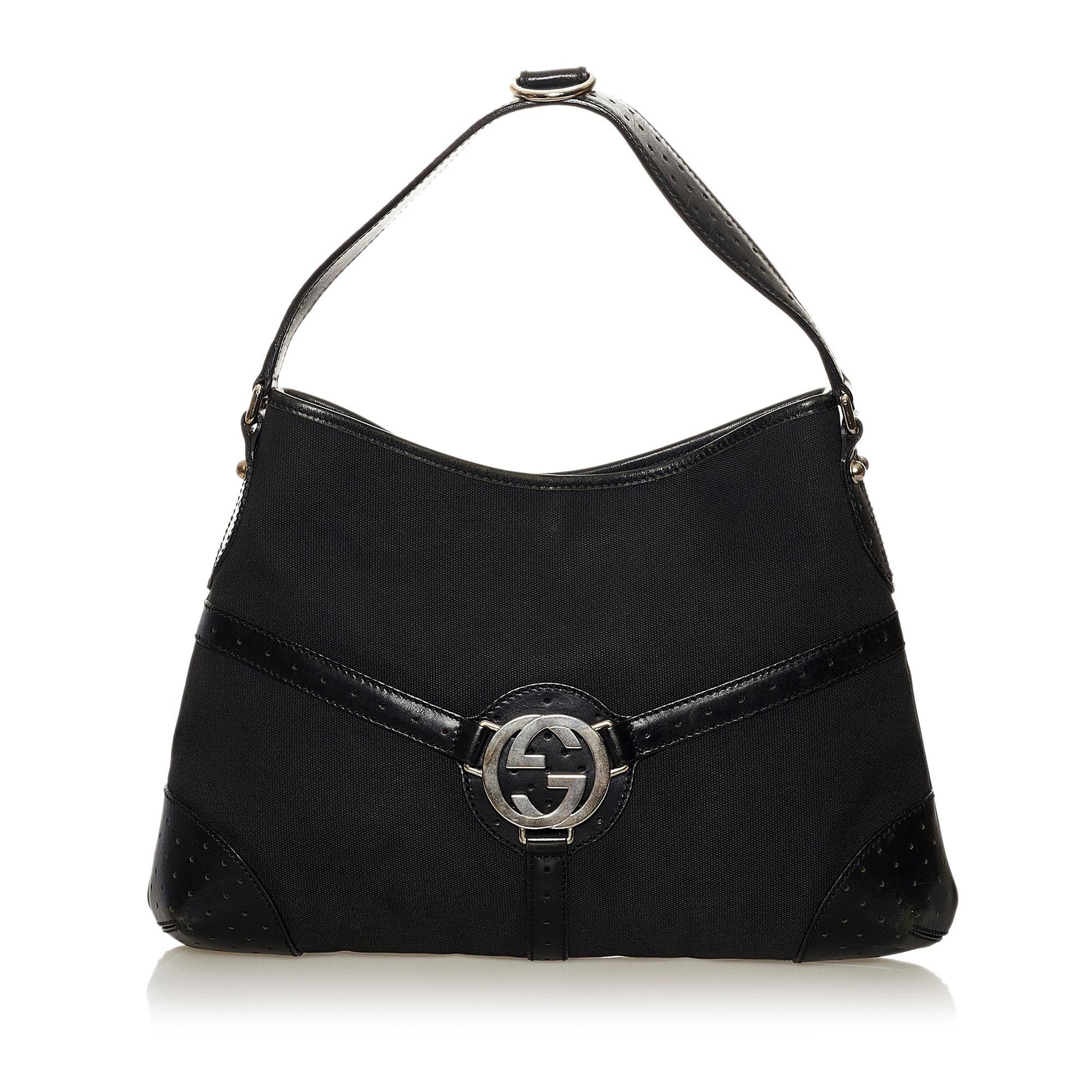 Gucci Reins SHG Canvas Calf Black Shoulder Bag
