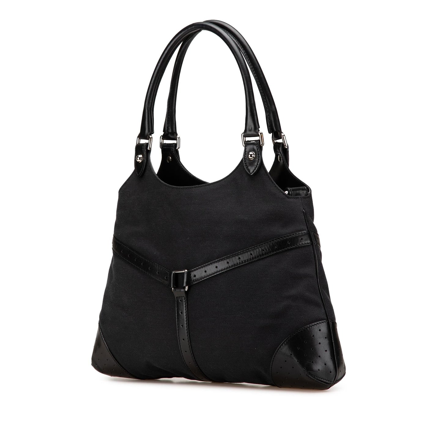 Gucci Reins Canvas Calf Black Shoulder Bag