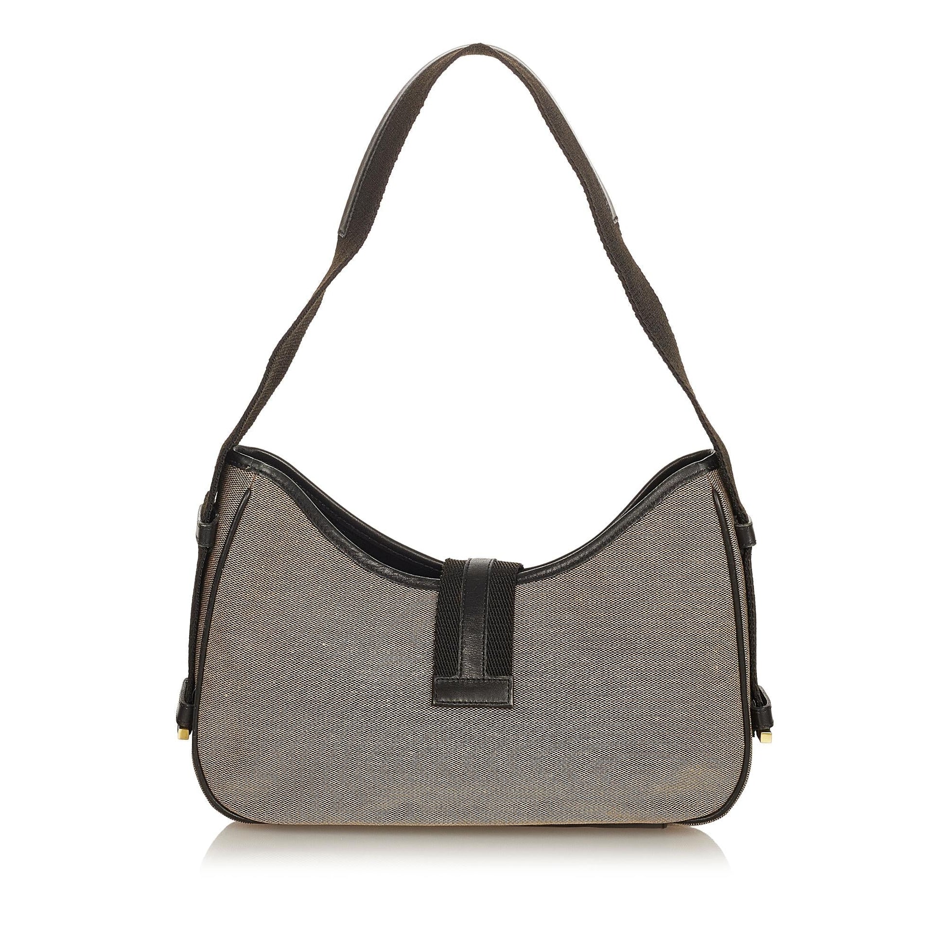 Gucci SHG Canvas Black Grey Shoulder Bag Bag Shg