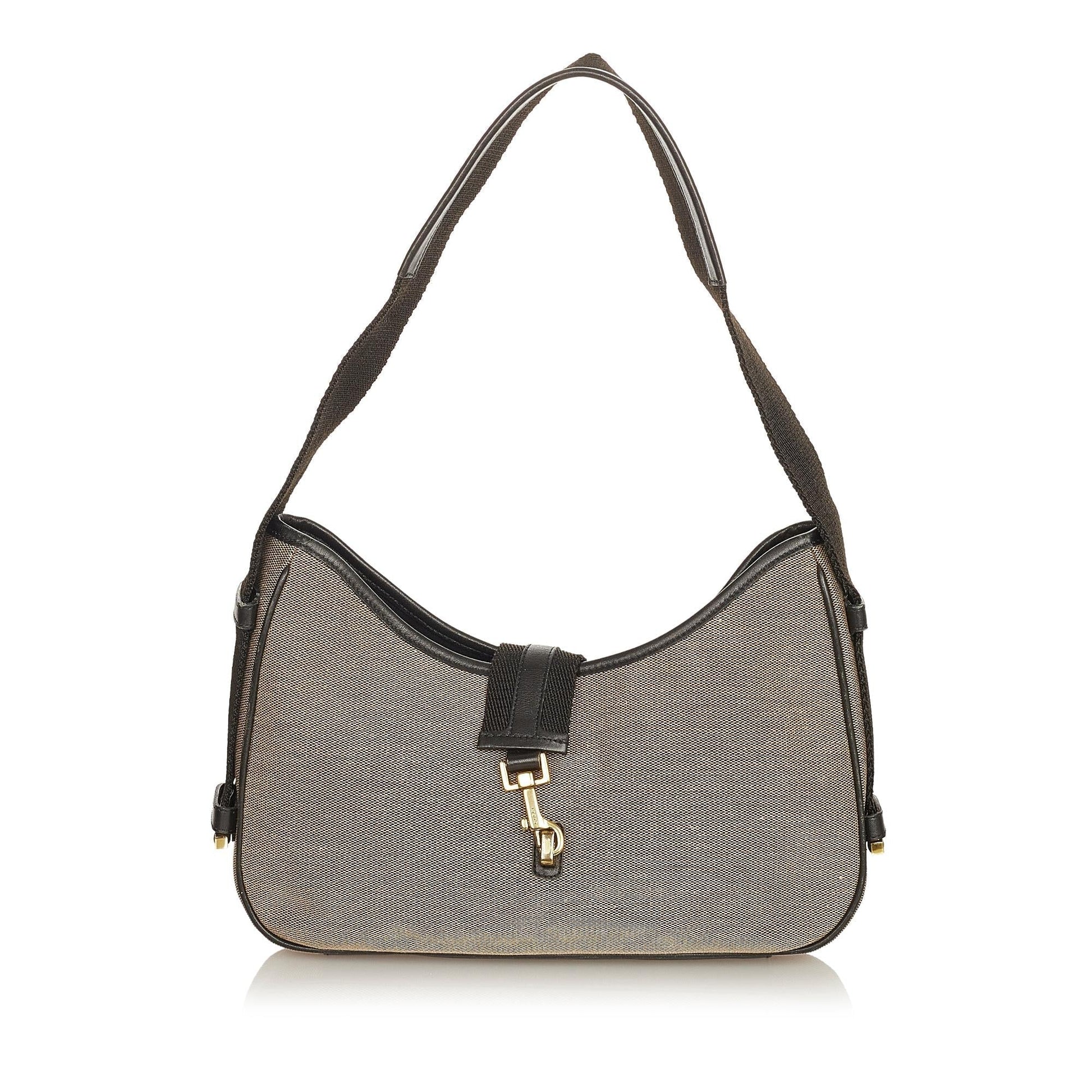 Gucci SHG Canvas Black Grey Shoulder Bag Bag Shg