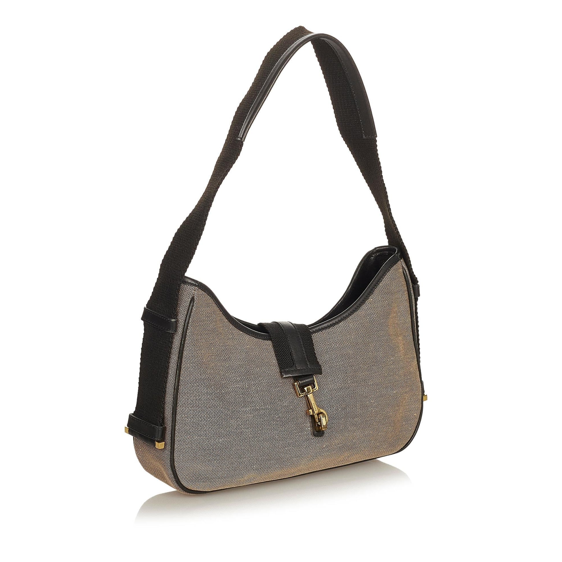 Gucci SHG Canvas Black Grey Shoulder Bag Bag Shg
