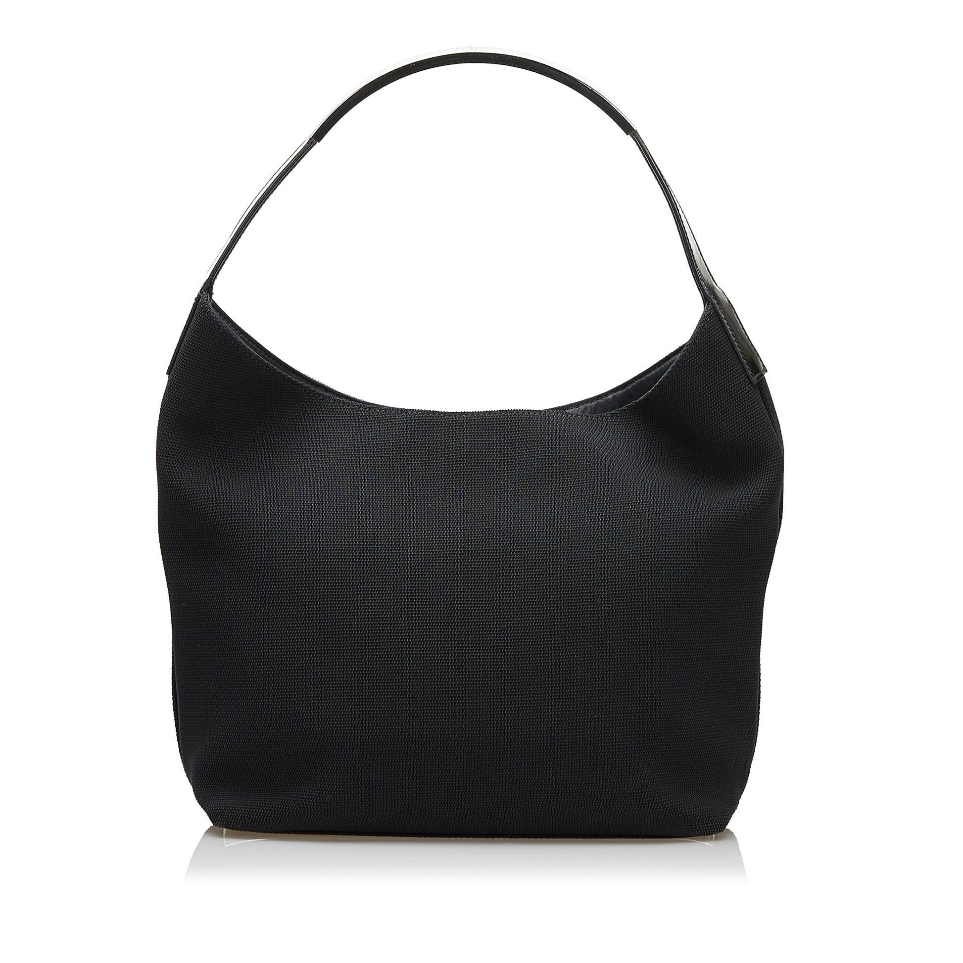Gucci SHG Leather Canvas Patent Black Shoulder Bag