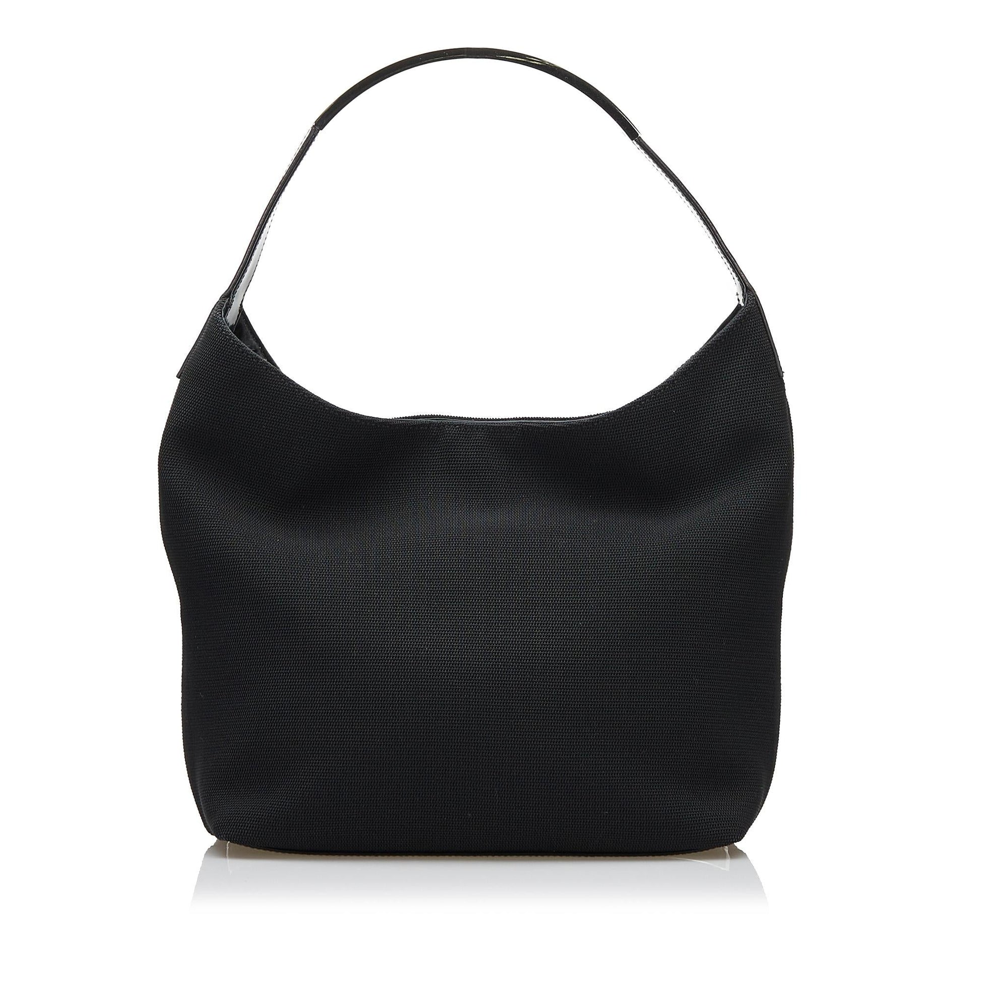 Gucci SHG Leather Canvas Patent Black Shoulder Bag