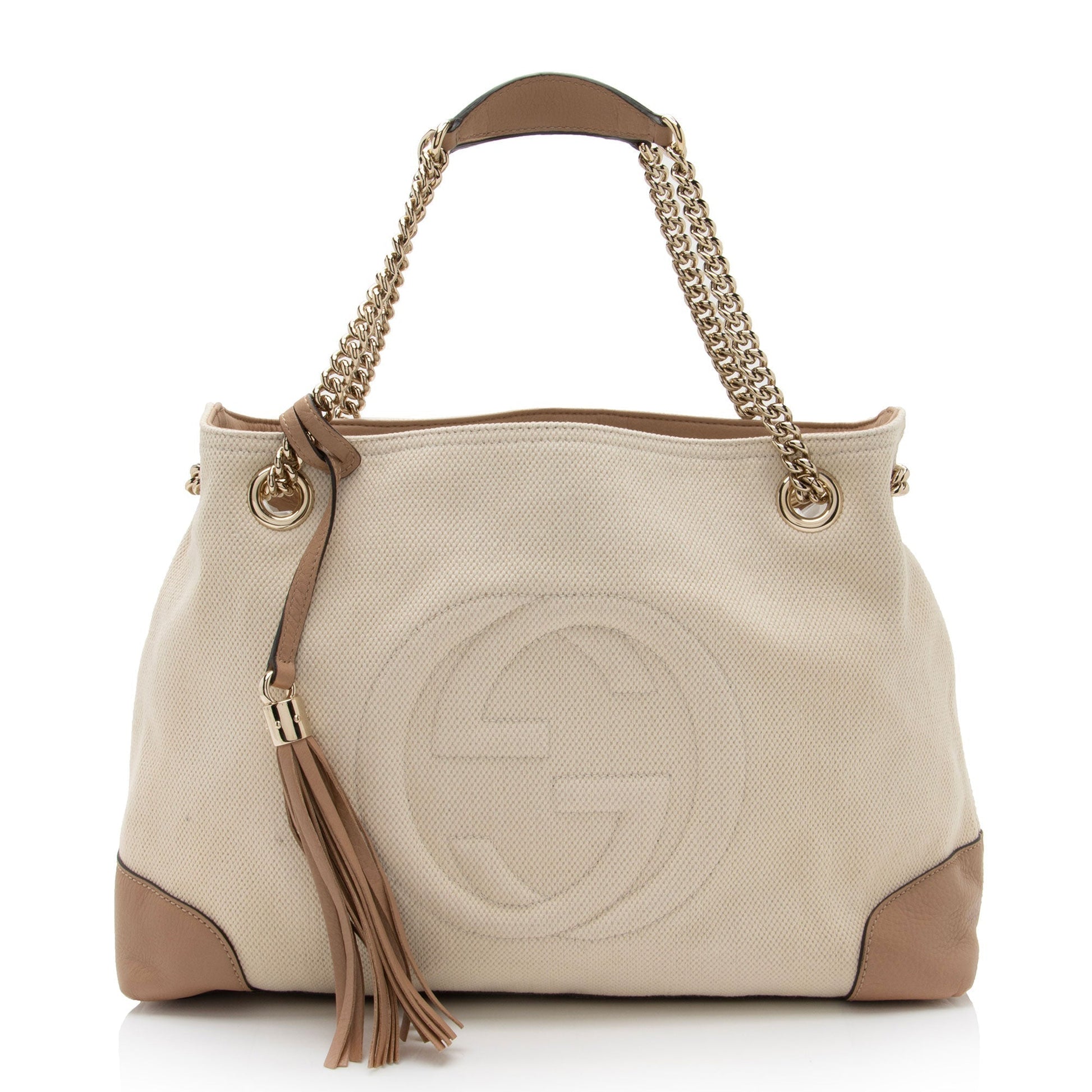Gucci Soho SHF-gXwTPj Leather Canvas Beige Medium Shoulder Bag
