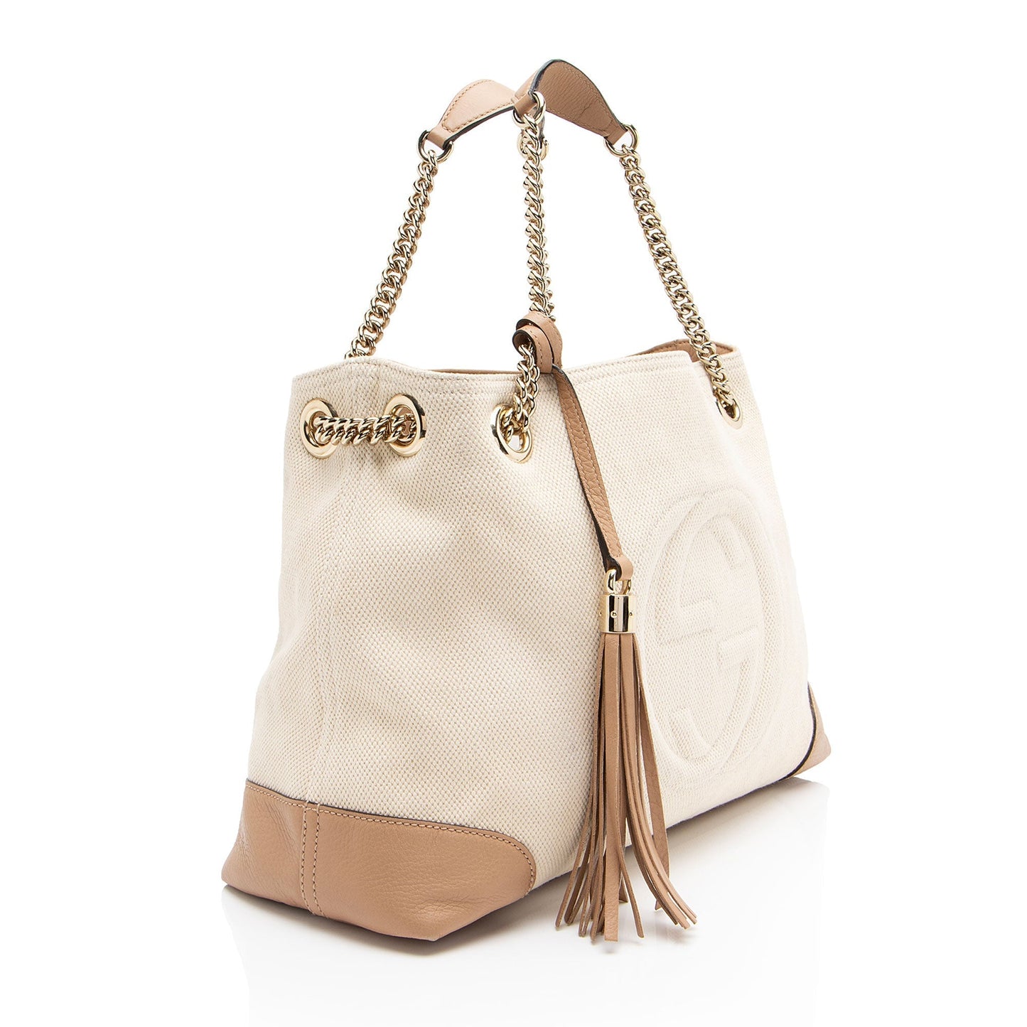 Gucci Soho Leather Canvas Beige Medium Shoulder Bag