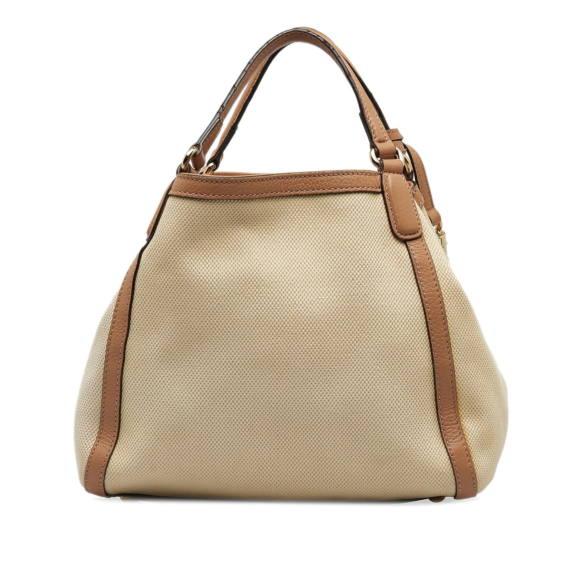 Gucci Soho SHG-SYWTpG Canvas Calf White Pink Satchel Bag