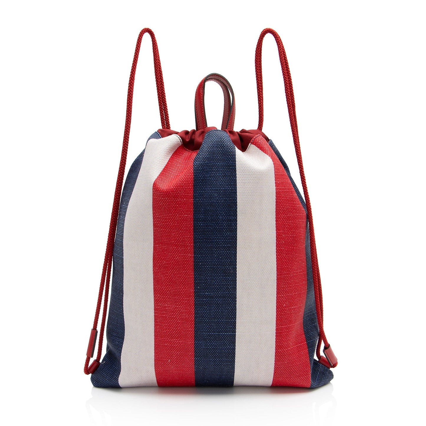 Gucci Sylvie Stripe Logo Drawstring Backpack Leather Canvas Nylon White Jewelry Shf 1Hsgw6