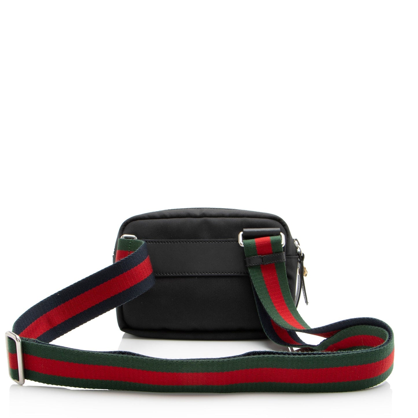 Gucci Tiger Embroidered Web Messenger Leather Canvas Nylon Black Shoulder Bag Shf Hlavnp