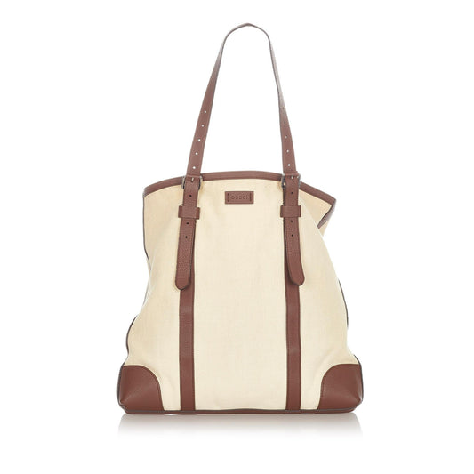 Gucci SHG Canvas White Brown Tote Bag