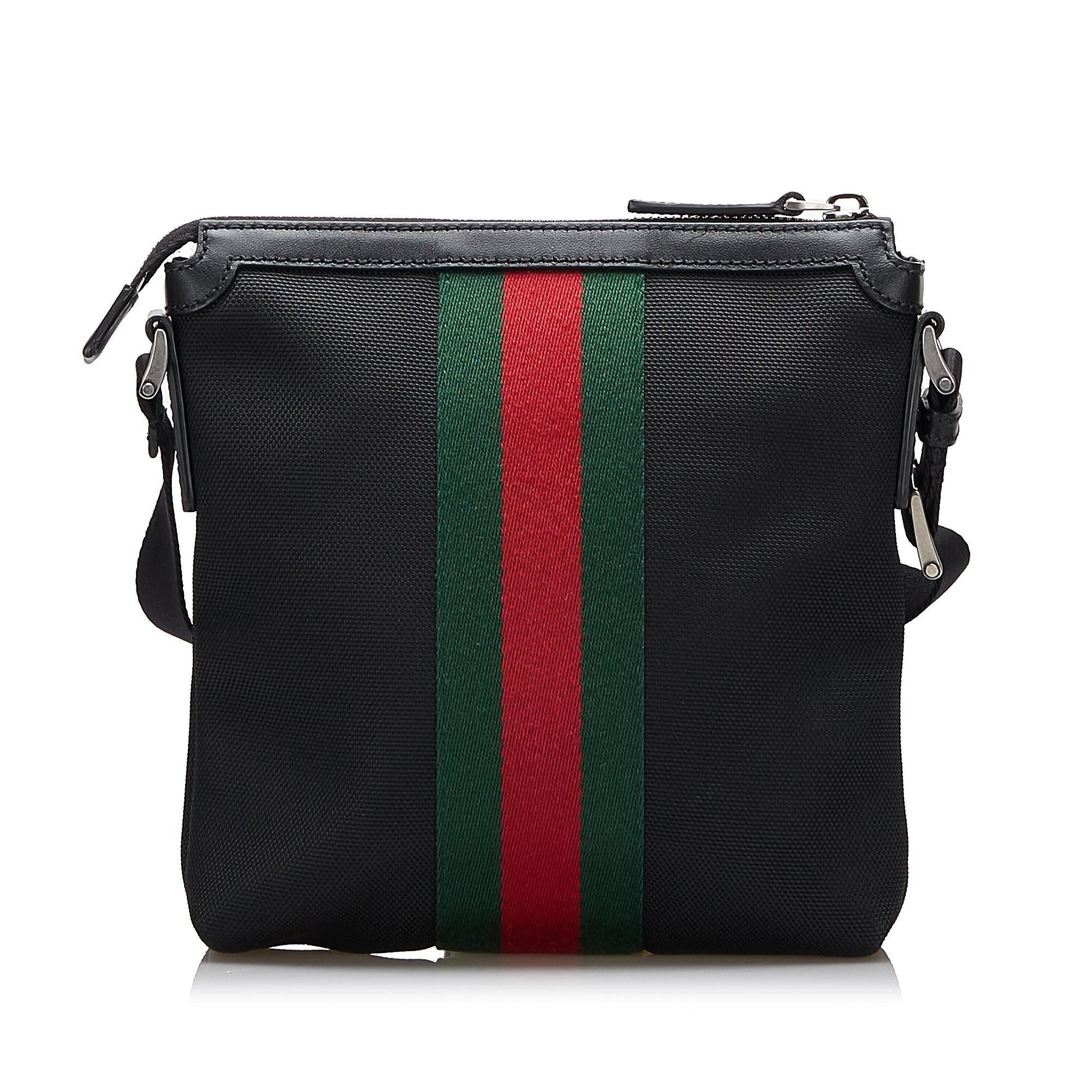 Gucci Web SHG-Nb8UGY Canvas Calf Black Crossbody Bag