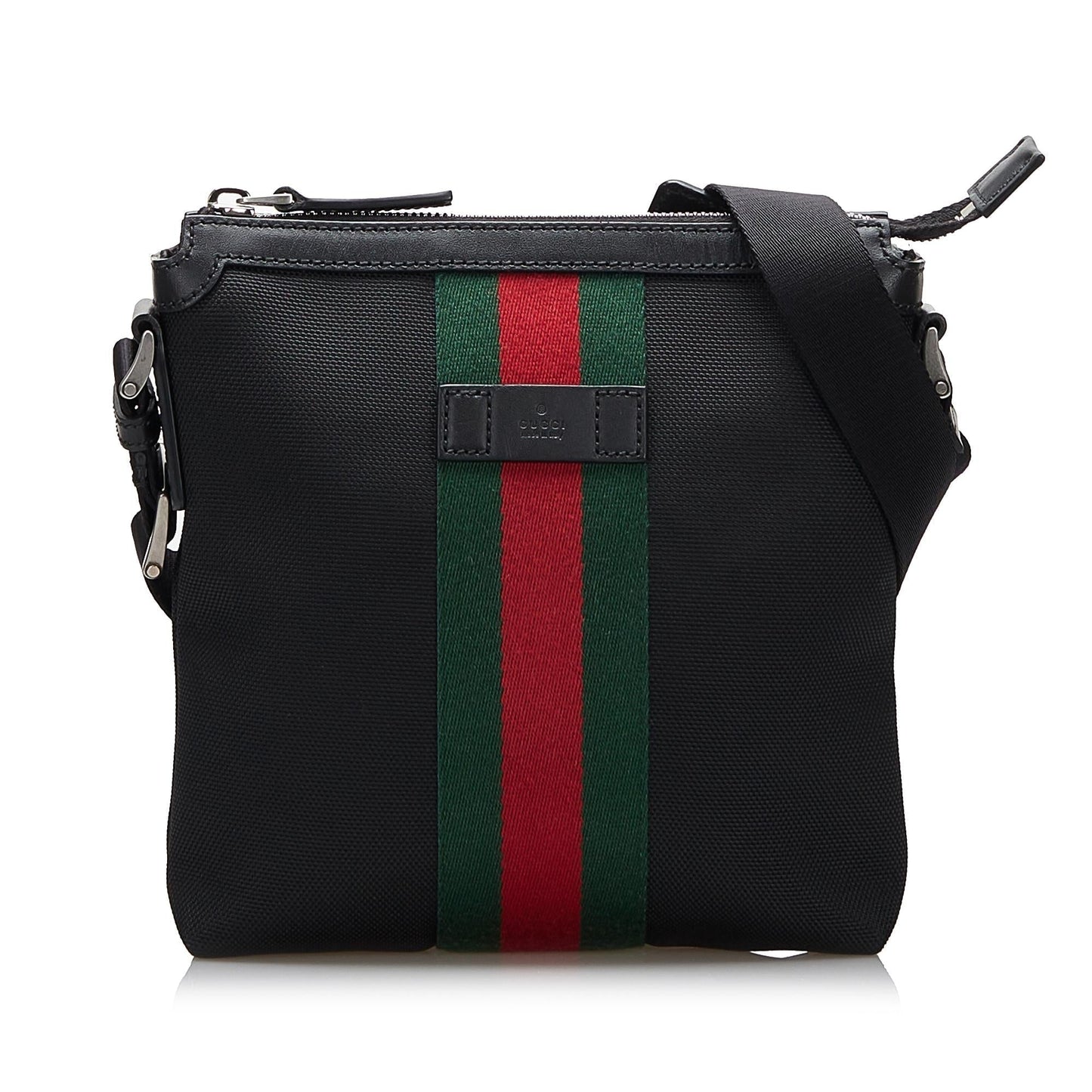 Gucci Web SHG-Nb8UGY Canvas Calf Black Crossbody Bag