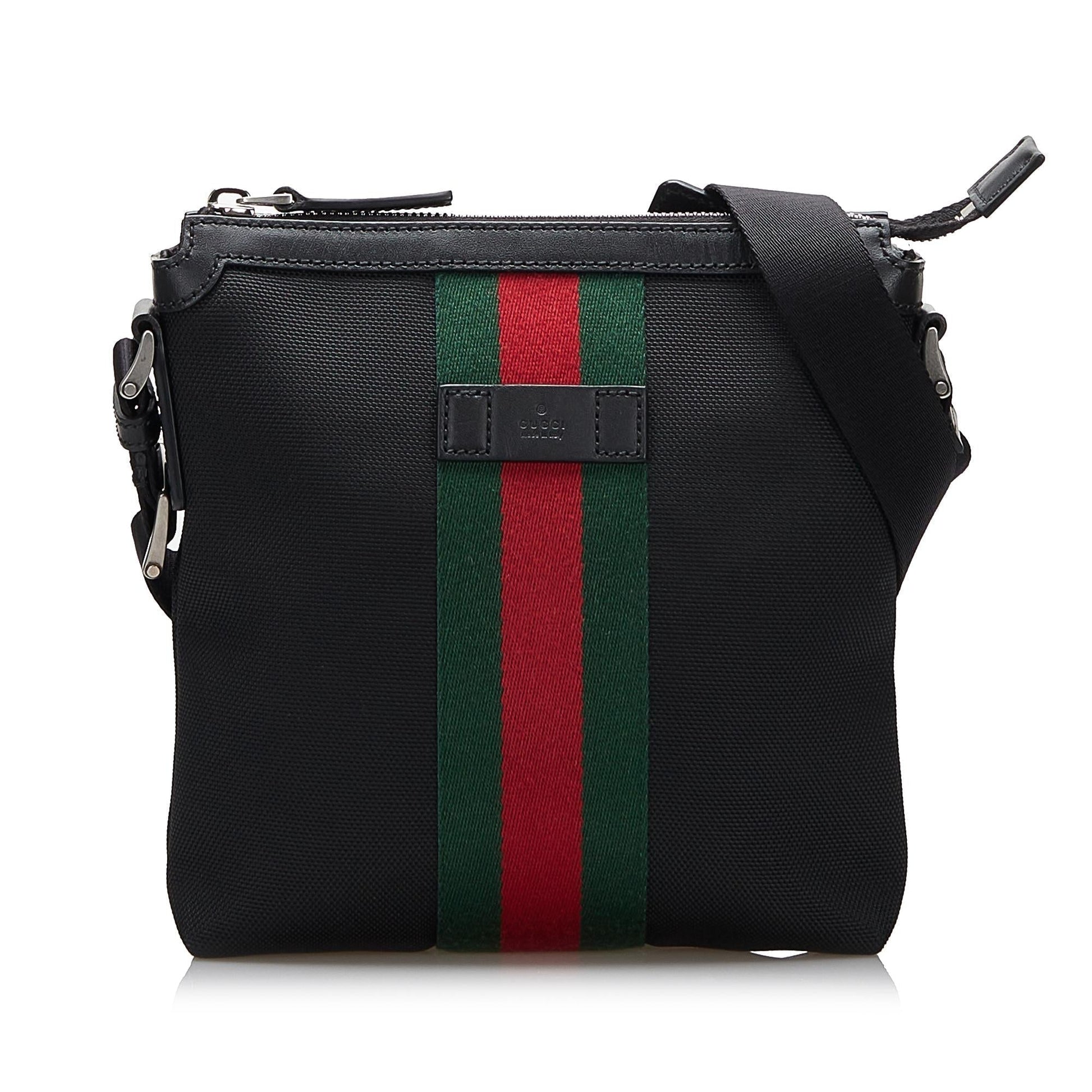 Gucci Web SHG-Nb8UGY Canvas Calf Black Crossbody Bag