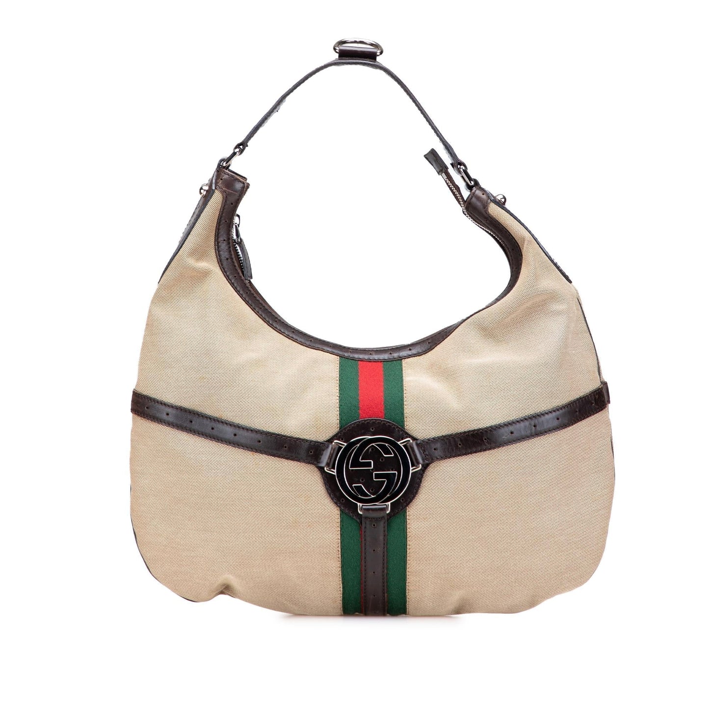 Gucci Web Reins Canvas Shoulder Bag
