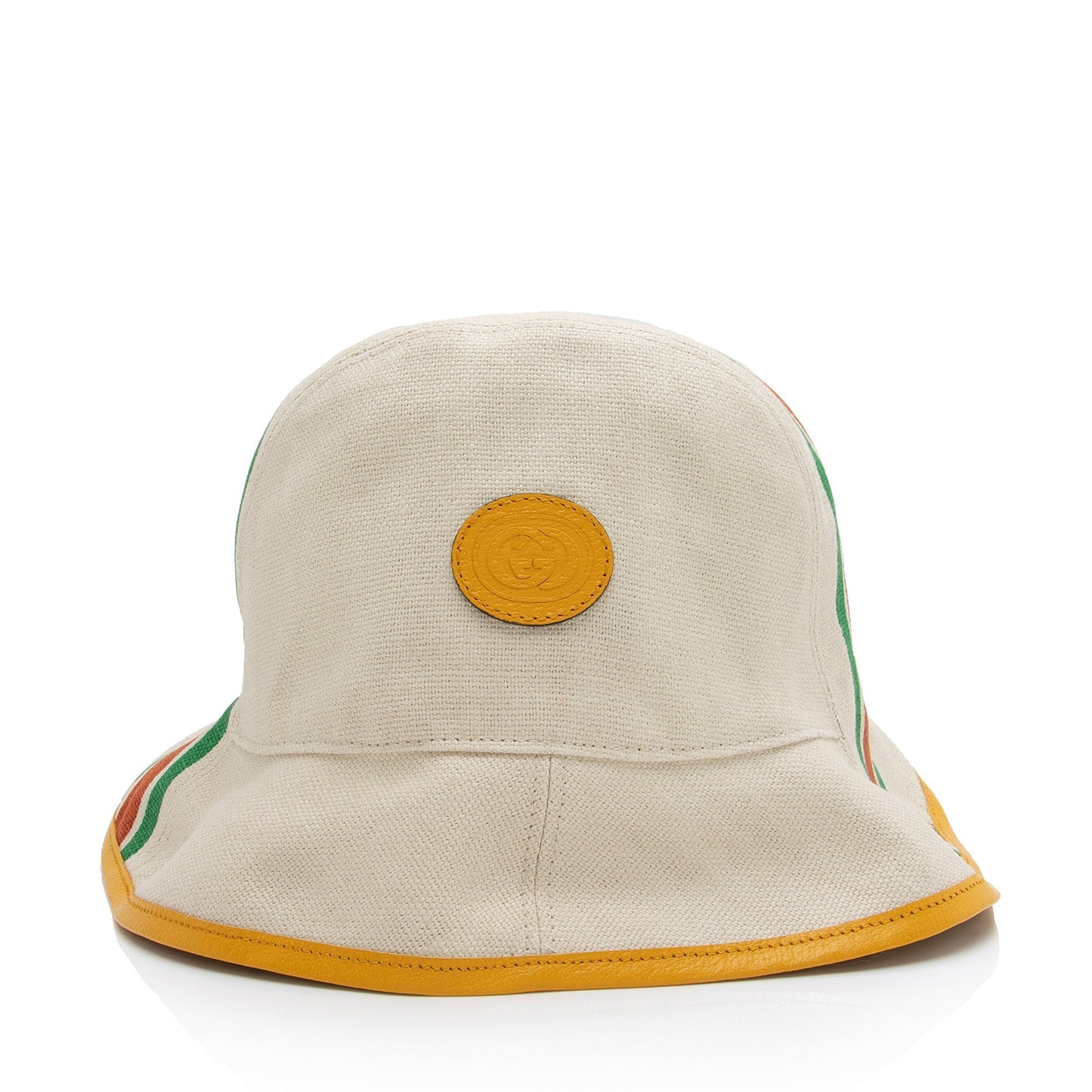 Gucci Web Stripe Fedora Hat - Leather Canvas Beige Bucket Bag