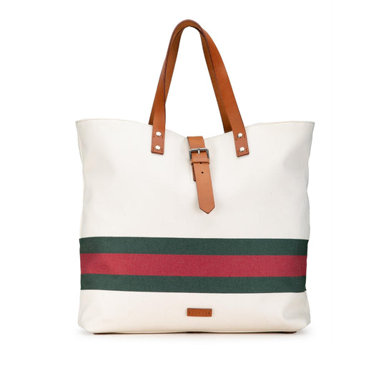 Gucci Web SHG-Wgx5wH Canvas Calf Brown Tote Bag
