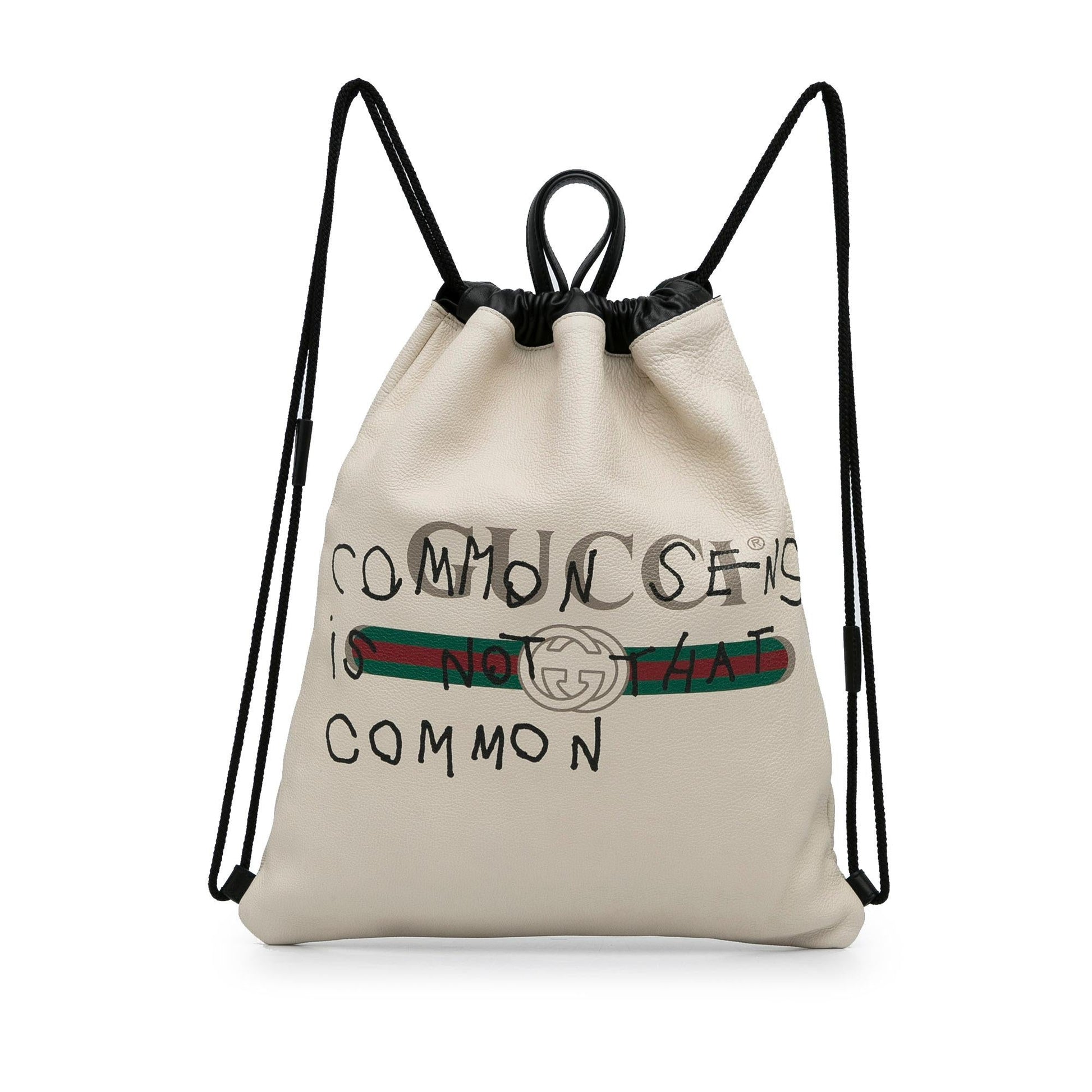 Gucci Coco Capitan Drawstring Backpack SHG-JeYv8R Calf White Logo Jewelry