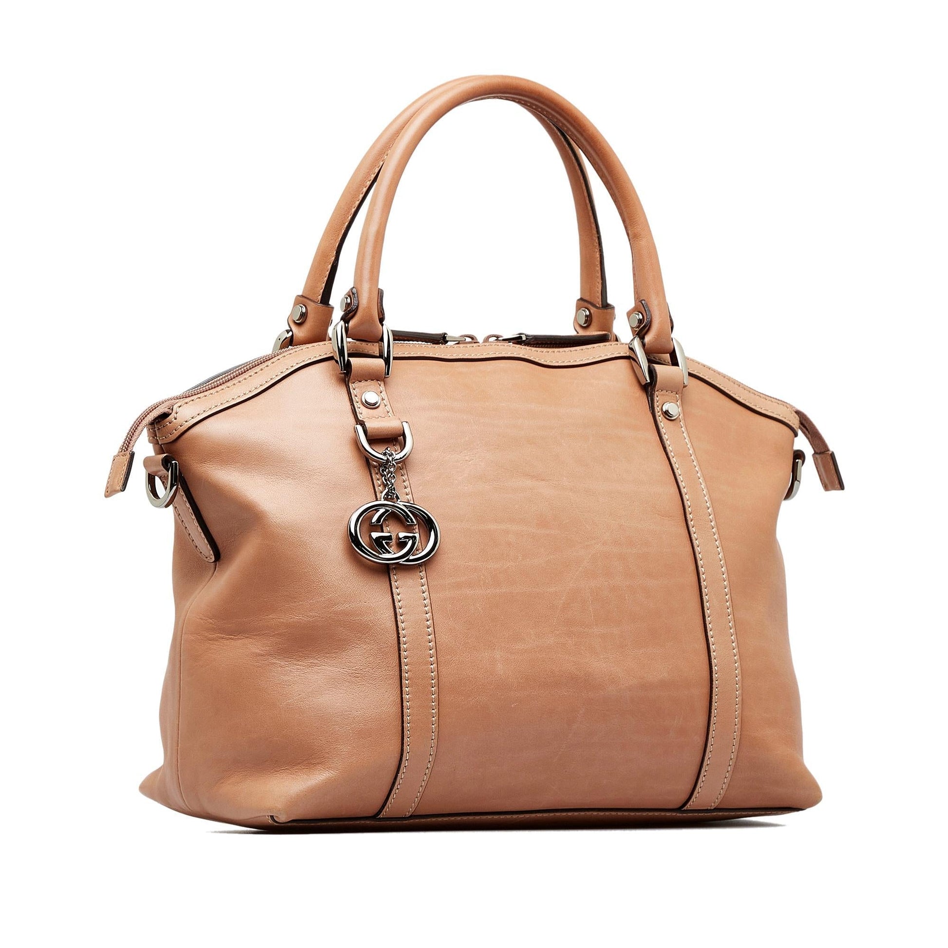 Gucci Convertible GG Charm Dome SHG-dxPpi8 Calf Brown Satchel Bag