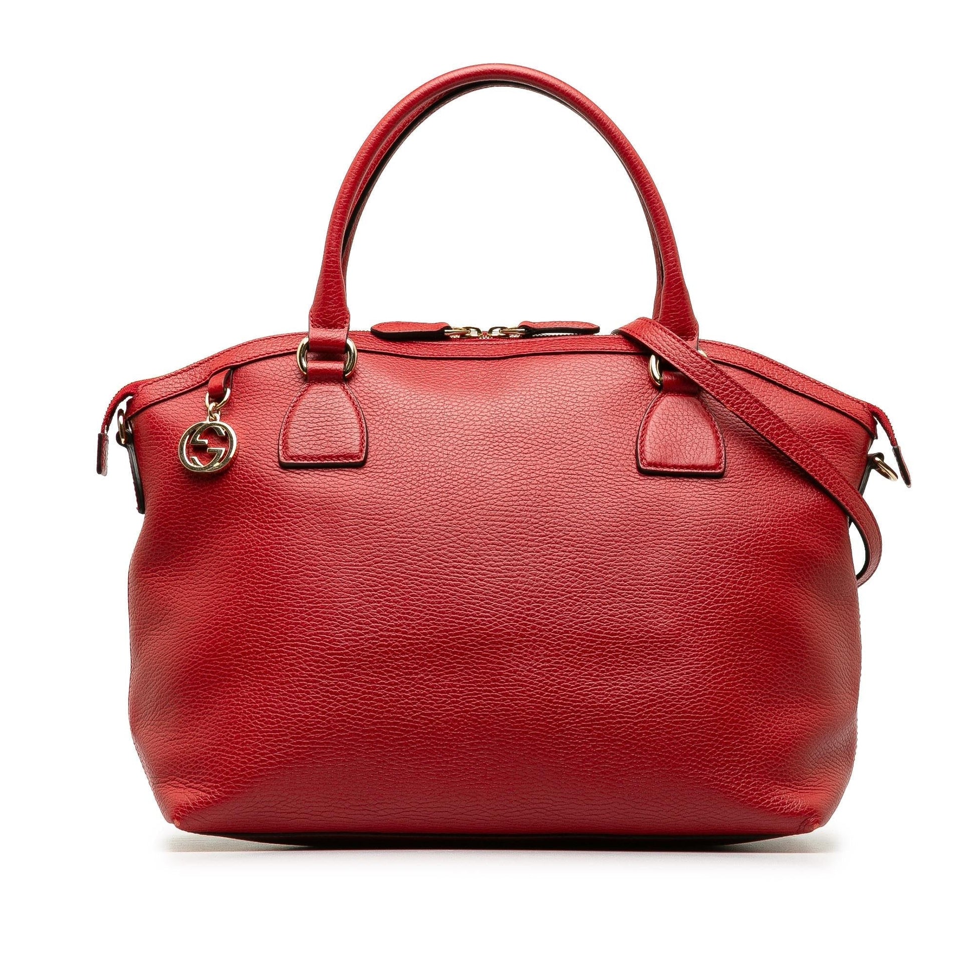 Gucci Convertible GG Charm Dome SHG-3hxvPt Calf Red Satchel Bag