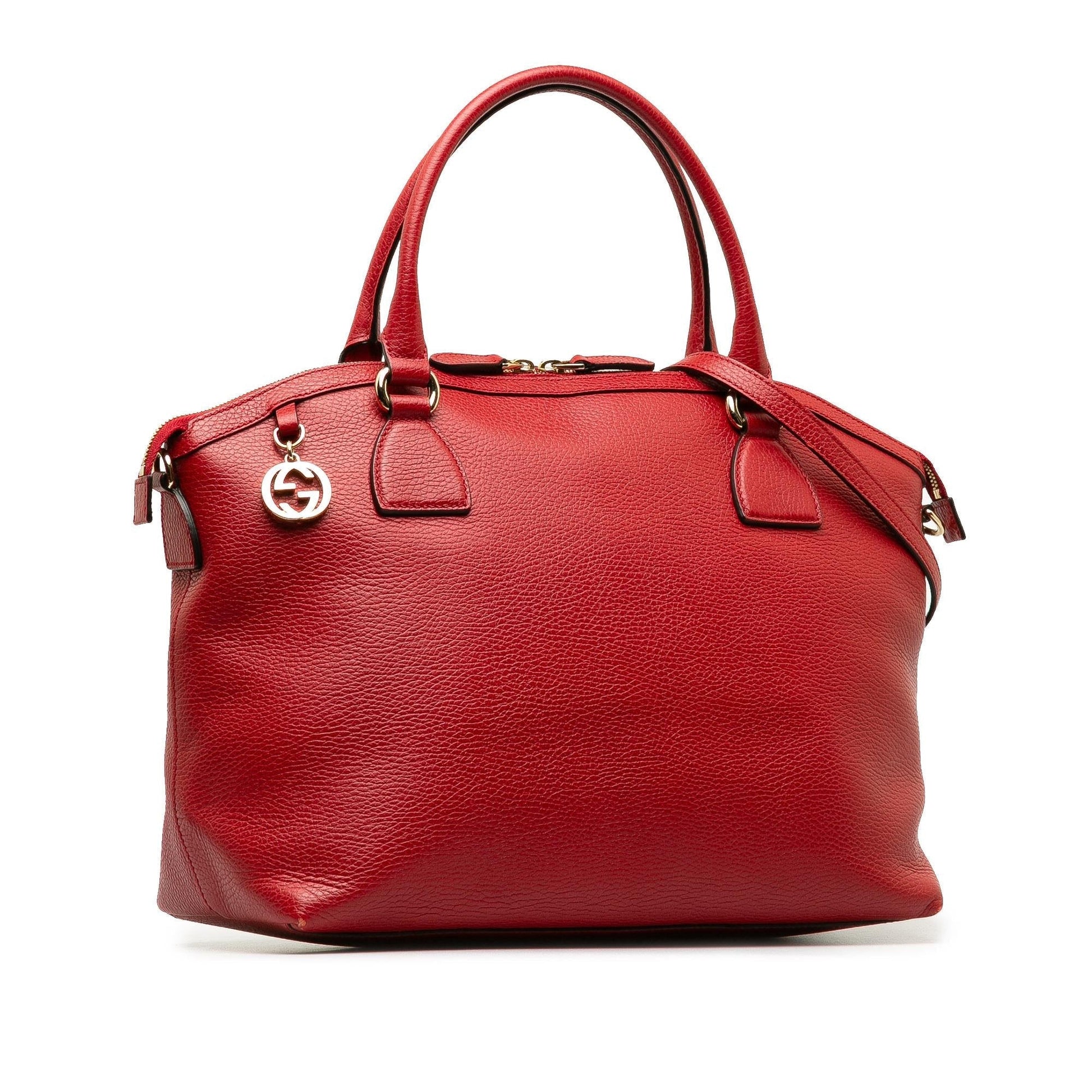 Gucci Convertible GG Charm Dome SHG-3hxvPt Calf Red Satchel Bag