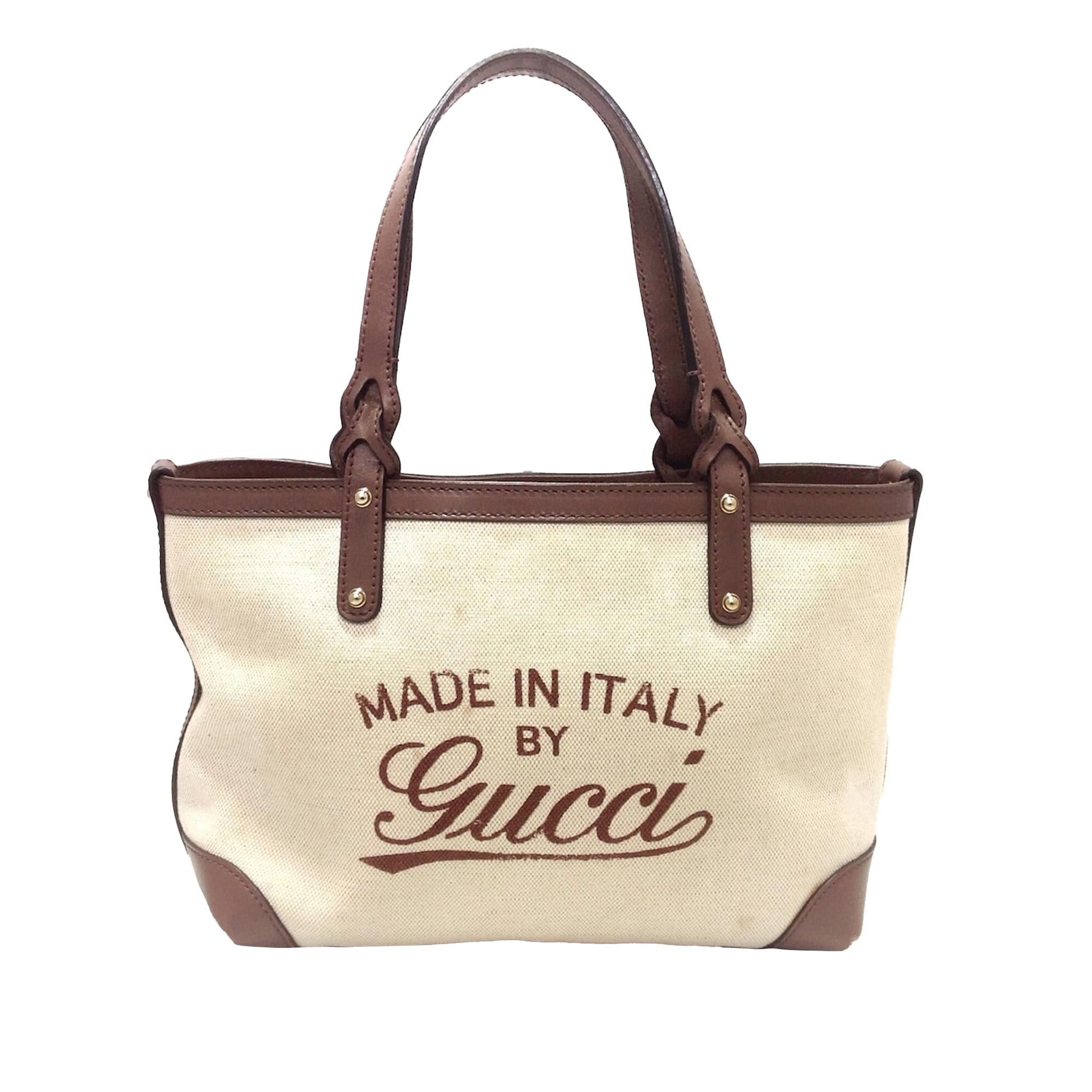 Gucci Craft SHG Canvas Calf White Brown Tote Bag